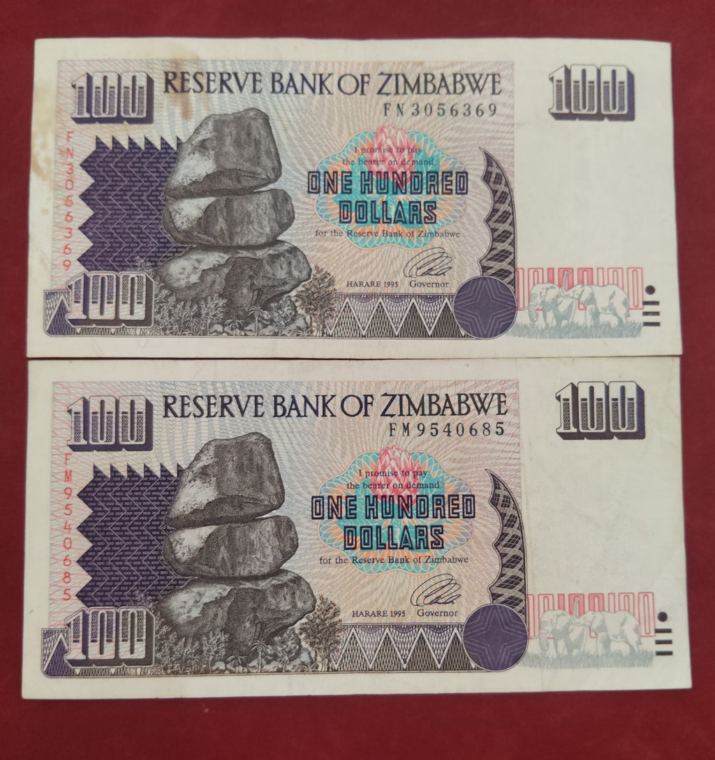 RESERVE BANK OF ZIMBABWE 50 , 100 DOLLARS (C369)