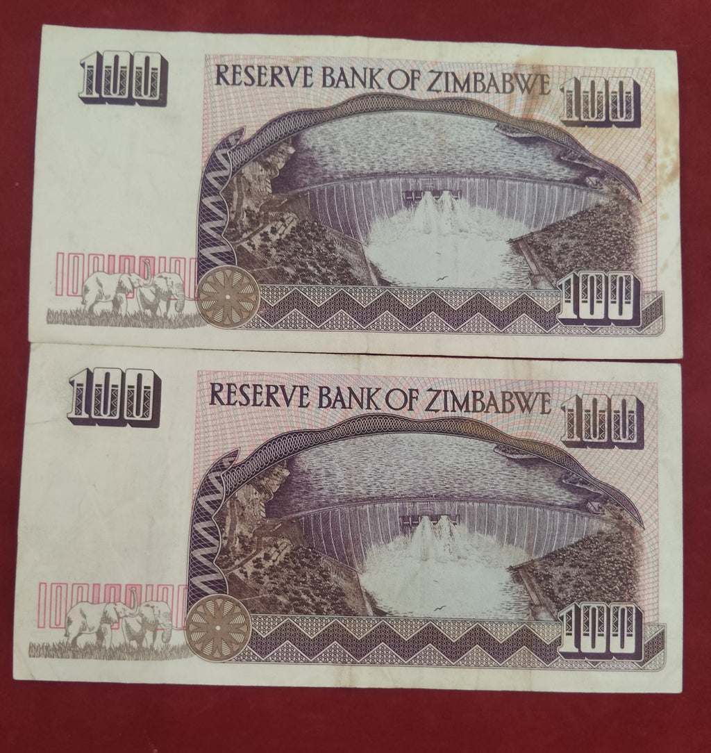 RESERVE BANK OF ZIMBABWE 50 , 100 DOLLARS (C369)