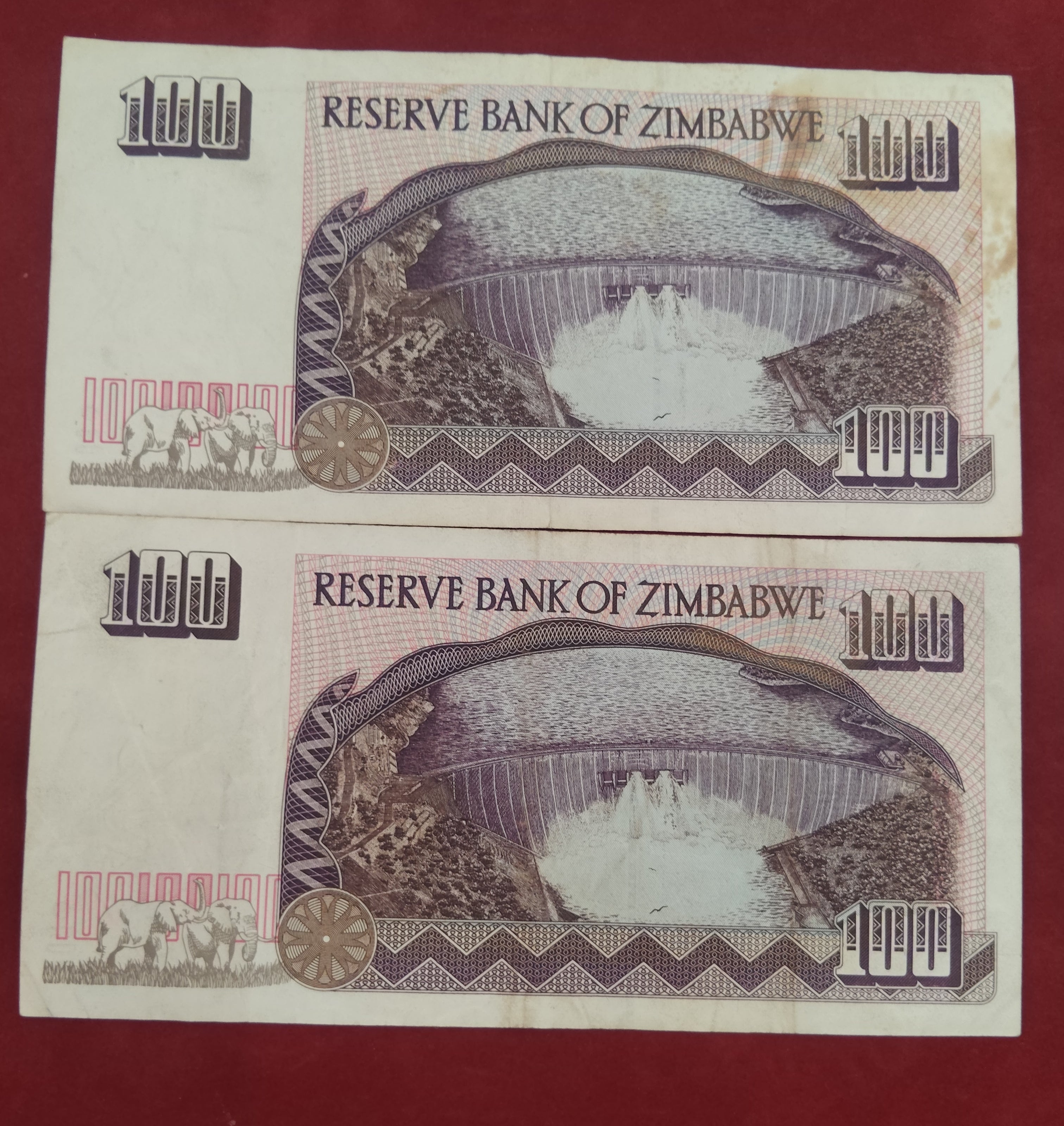 RESERVE BANK OF ZIMBABWE 50 , 100 DOLLARS (C369)