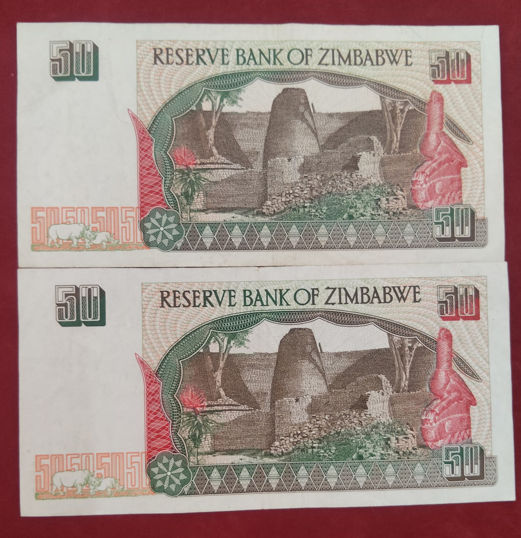 RESERVE BANK OF ZIMBABWE 50 , 100 DOLLARS (C369)