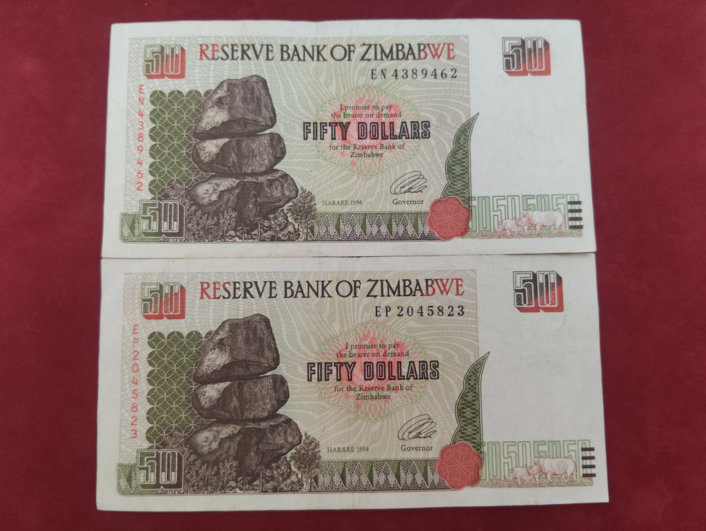 RESERVE BANK OF ZIMBABWE 50 , 100 DOLLARS (C369)