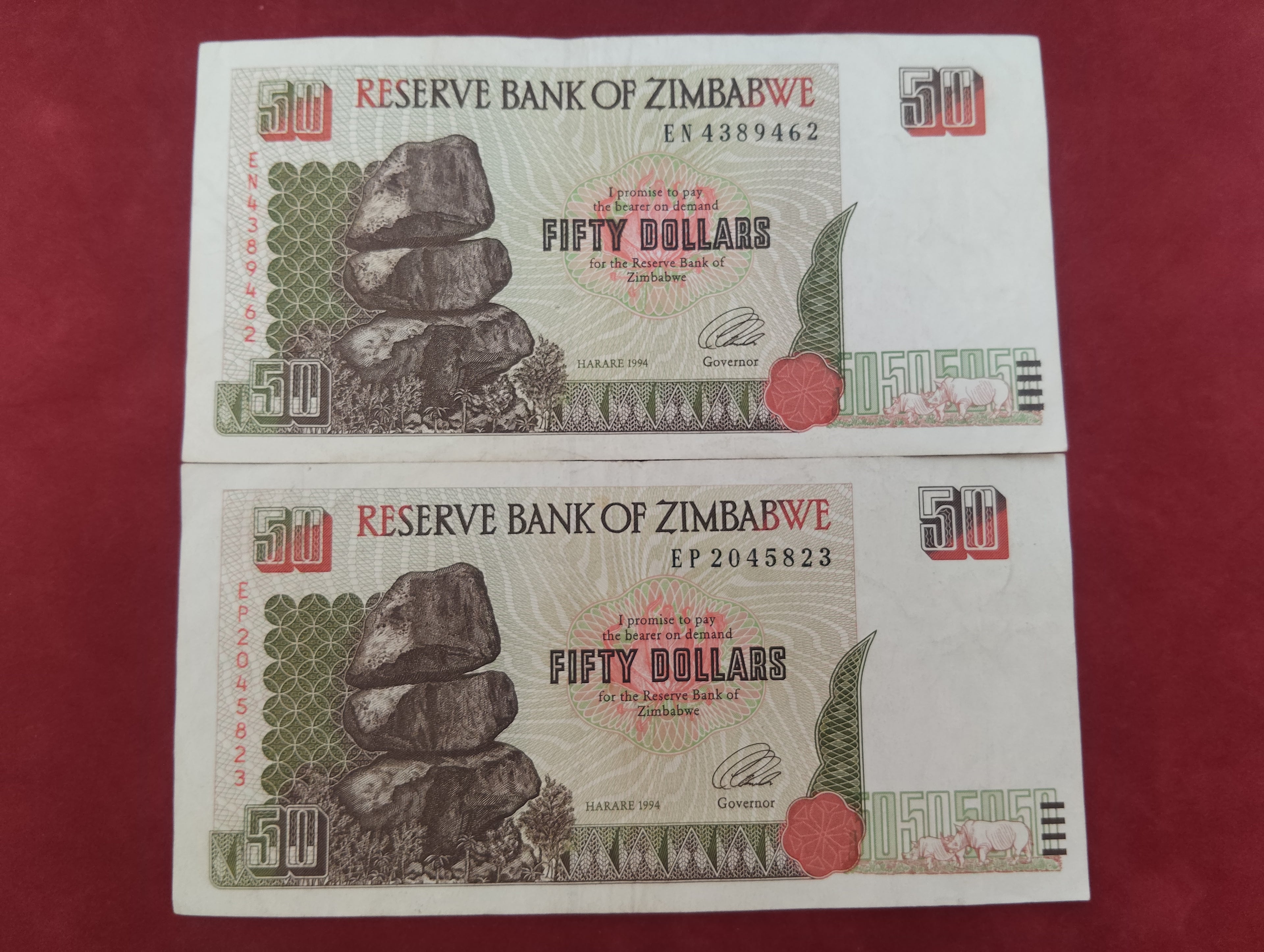RESERVE BANK OF ZIMBABWE 50 , 100 DOLLARS (C369)