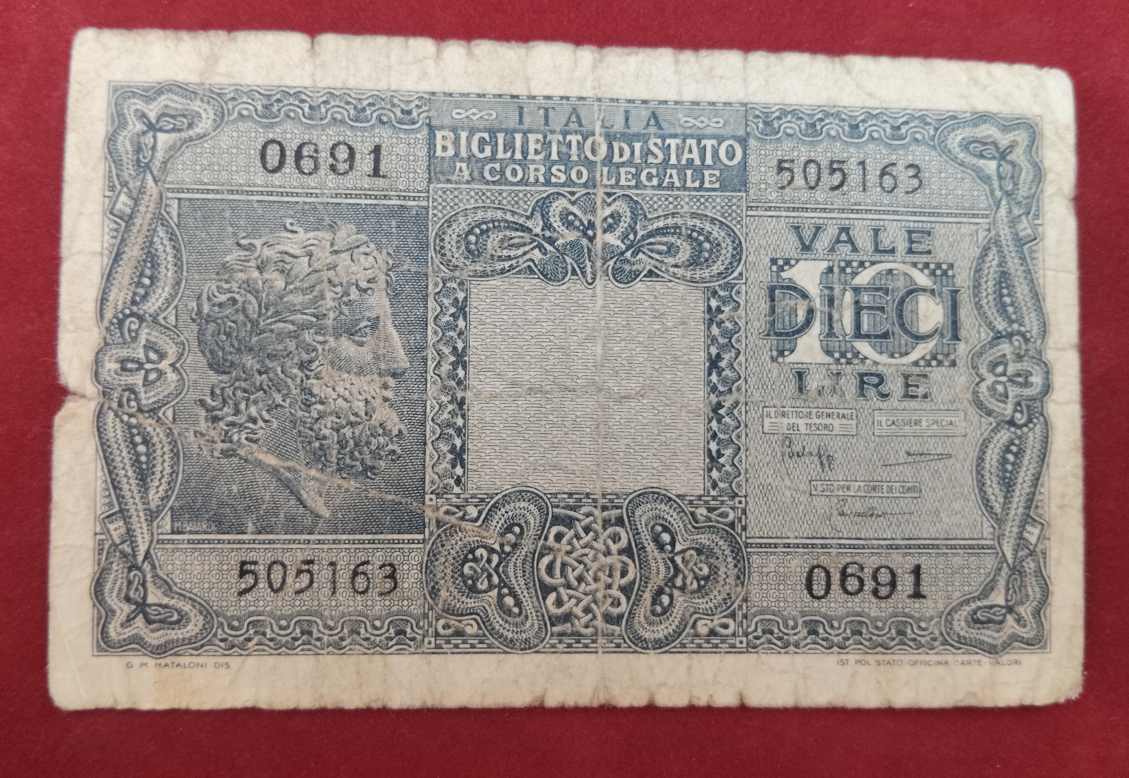 BANK OF ITALY 10 LIRE (D634)