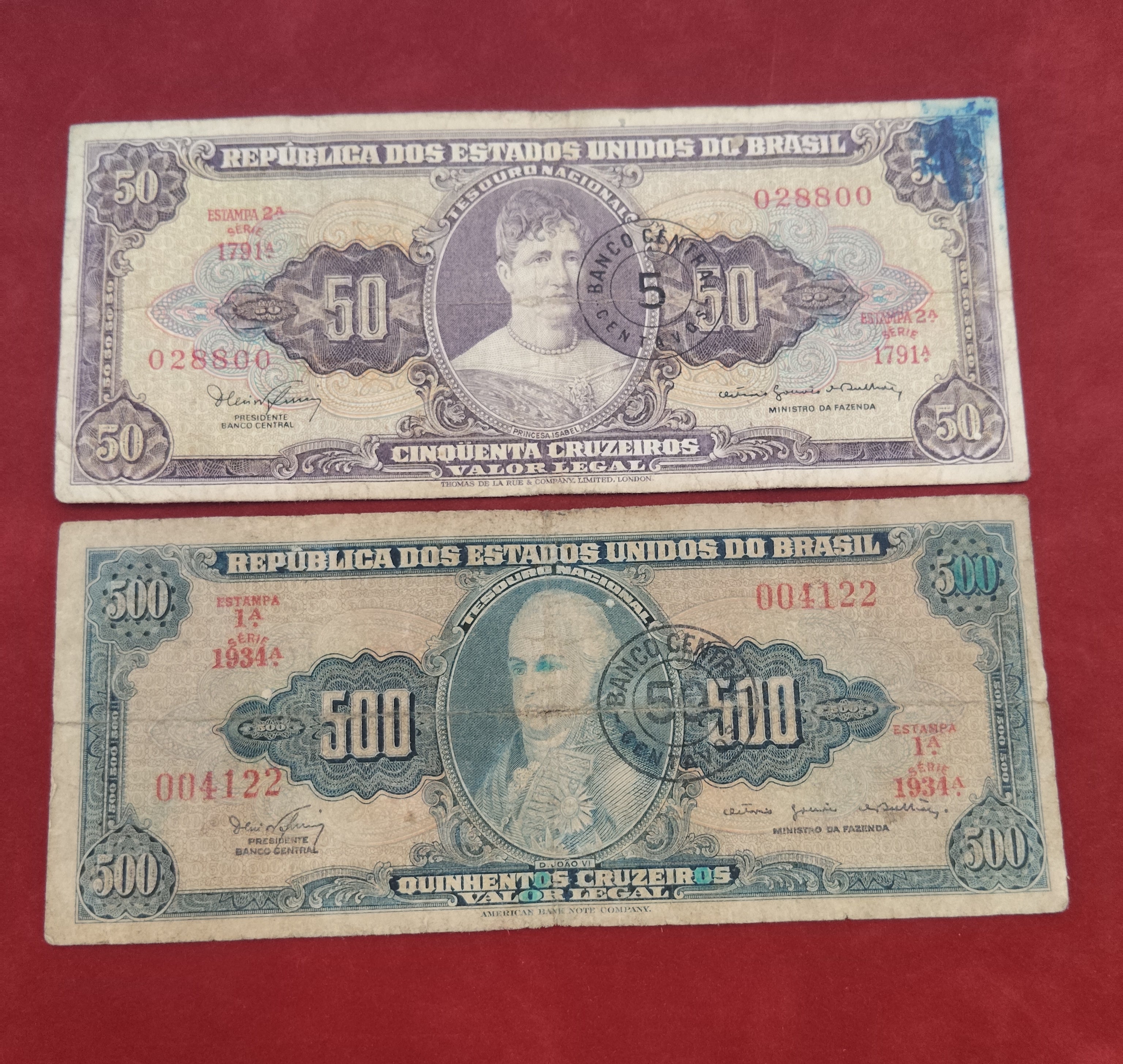 CENTRAL BANK OF BRASIL 50 ,500 CRUZEIROS (C905)