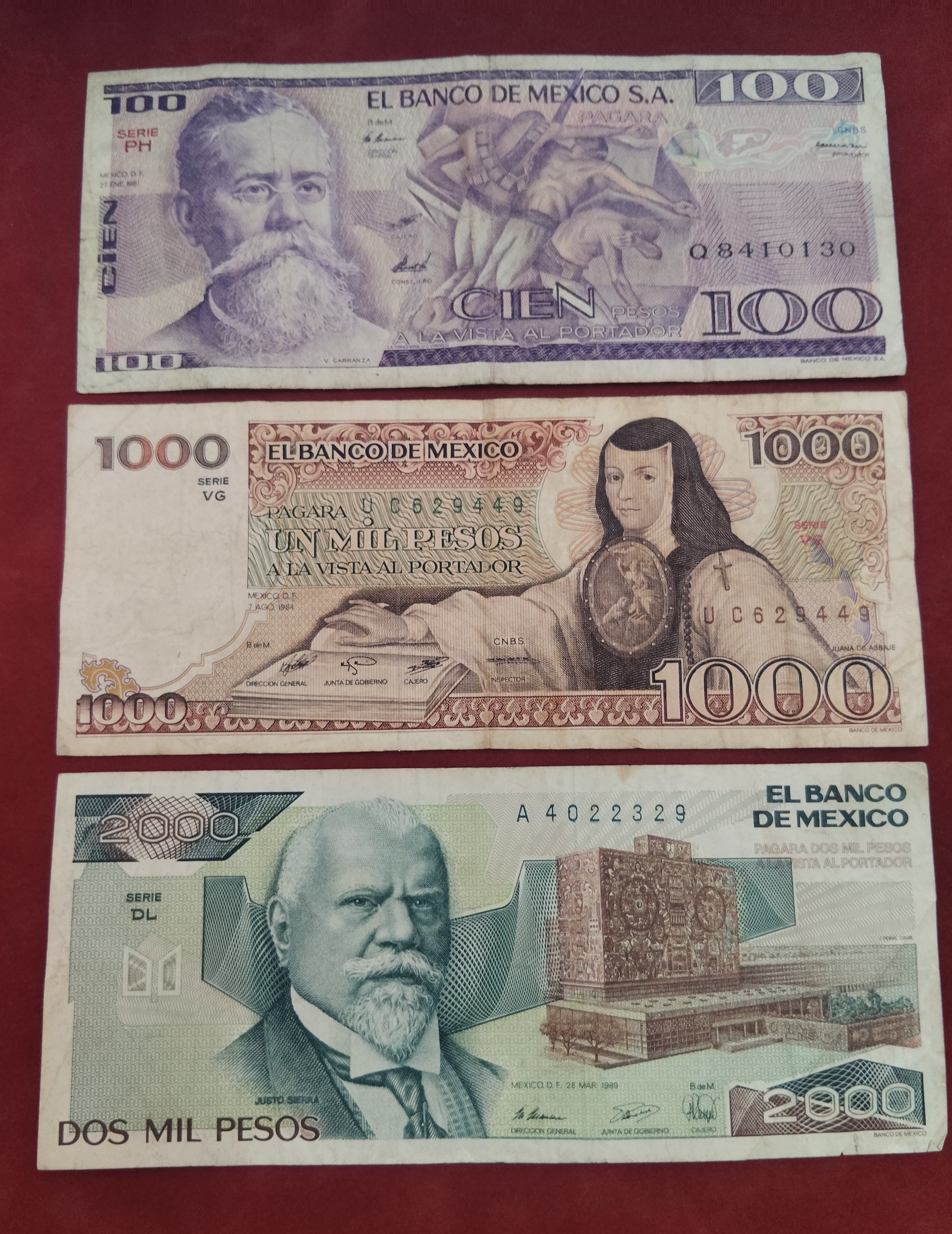 BANK OF MAXICO 100 ,1000 ,2000 PESOS (C999)