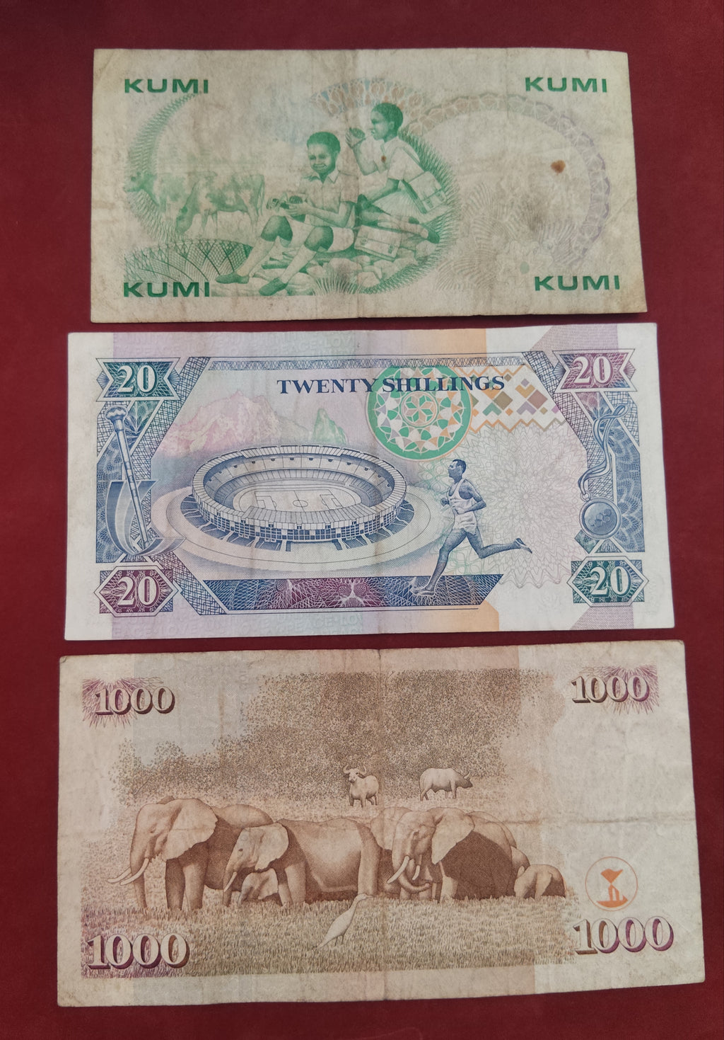 CENTRAL BANK OF KENYA 10 ,20 ,1000 SHILLINGS (D590)