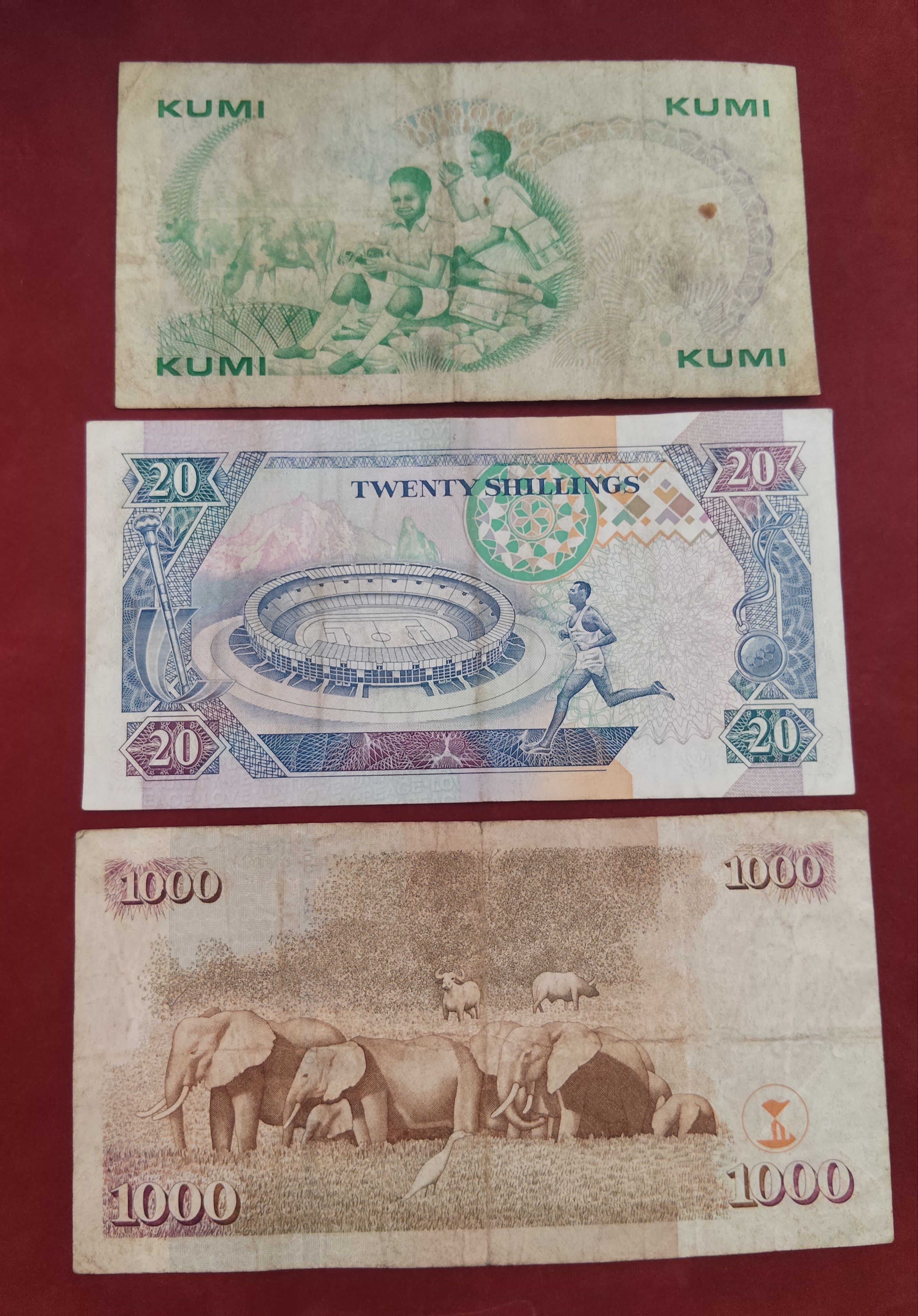 CENTRAL BANK OF KENYA 10 ,20 ,1000 SHILLINGS (D590)