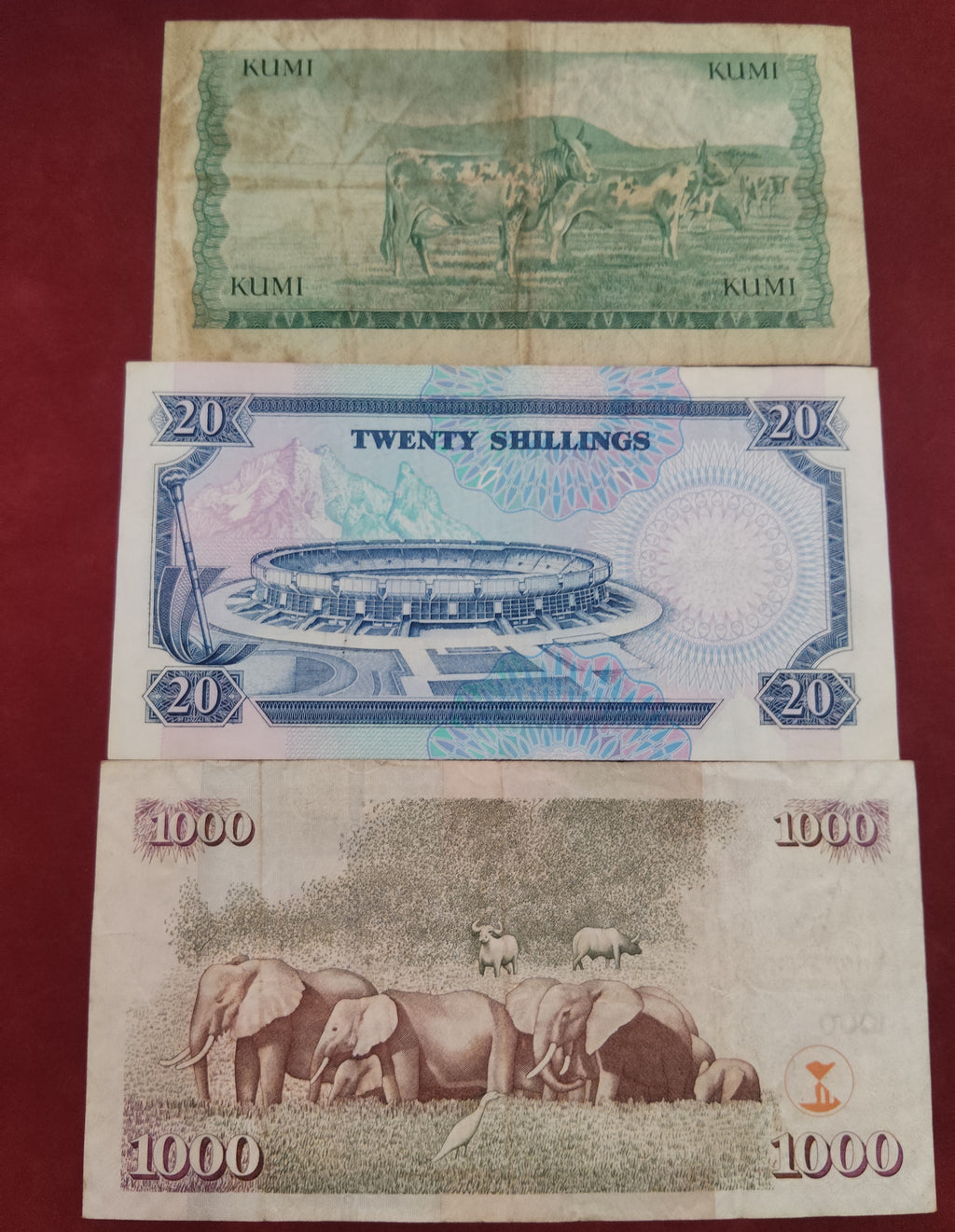 CENTRAL BANK OF KENYA 10 , 20 ,1000 SHILLINGS (D595)