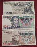 NATIONAL BANK OF POLAND 2000 ,10000 ,50000 ZLOTYS