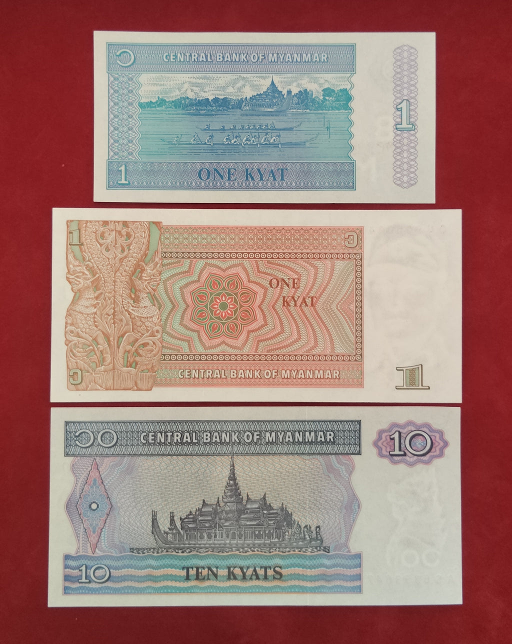 CENTRAL BANK OF MYANMAR 1 ,10 ,20 ,100 KYATS (C396)