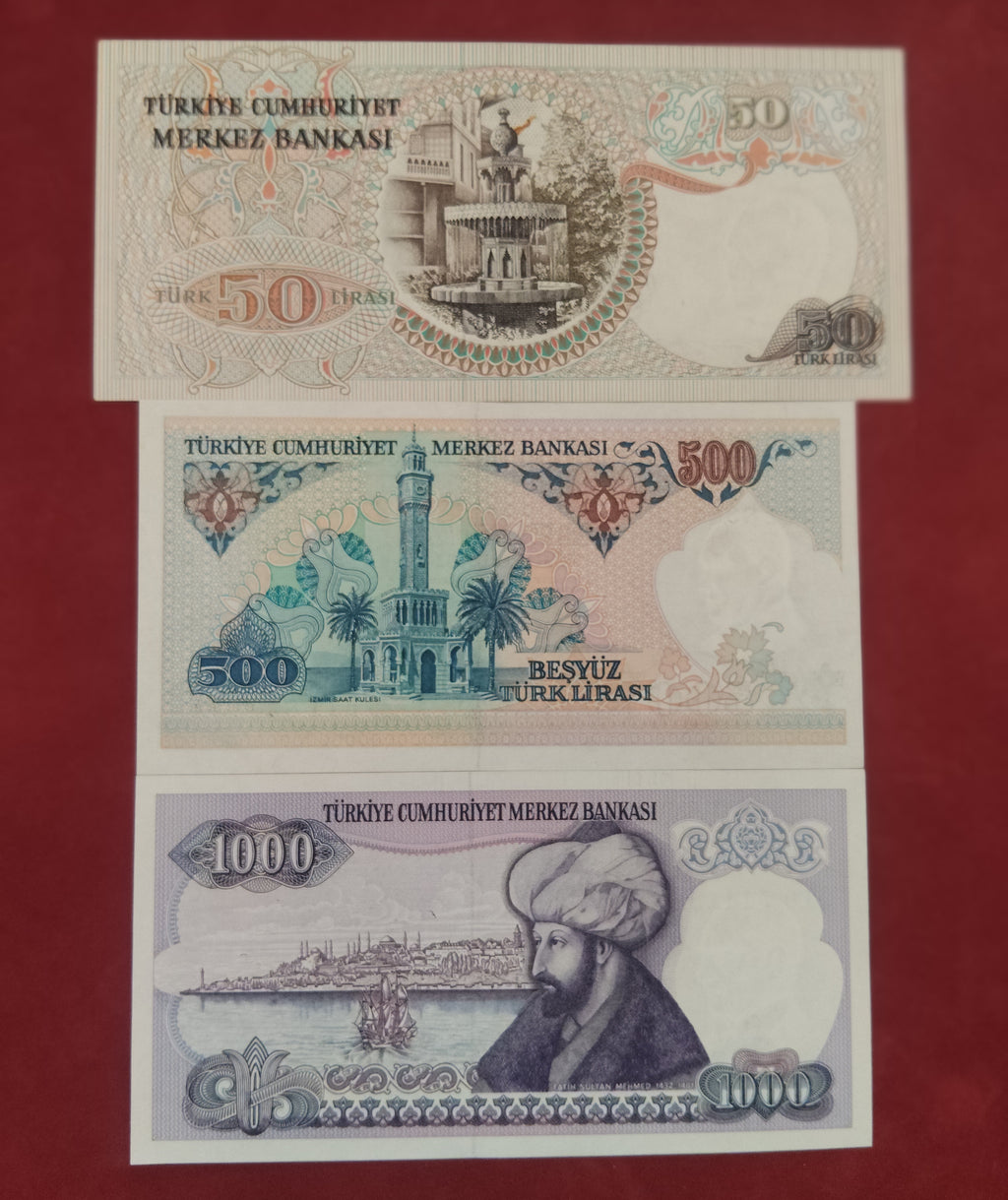 CENTRAL BANK OF TURKEY 50 ,500 ,1000 LIRA (C456)
