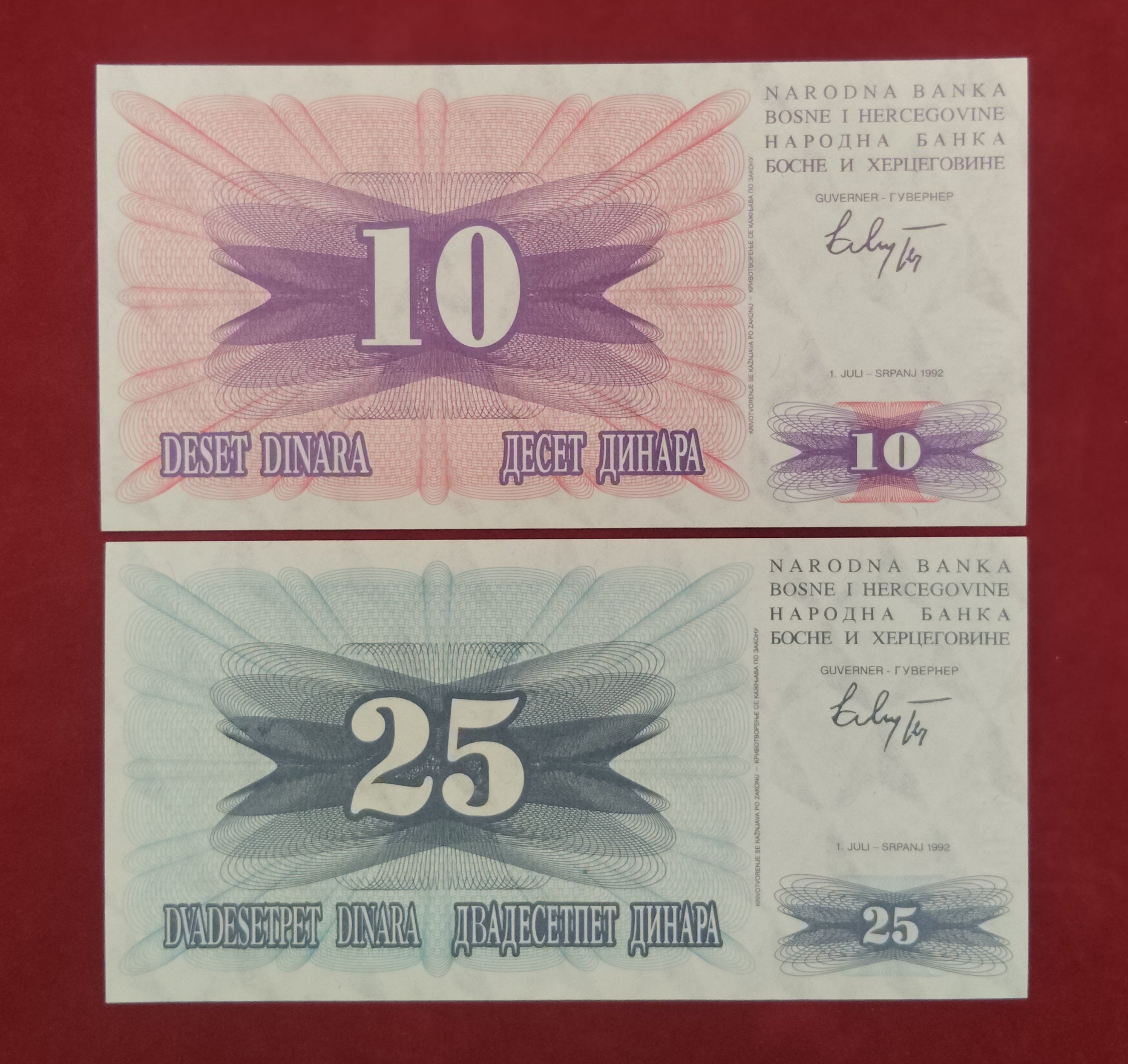 FEDERAL REPUBLIC BANK OF BOSNA AND HERCEGOVINA 10 ,25 ,50 ,100 DINARA (C465)