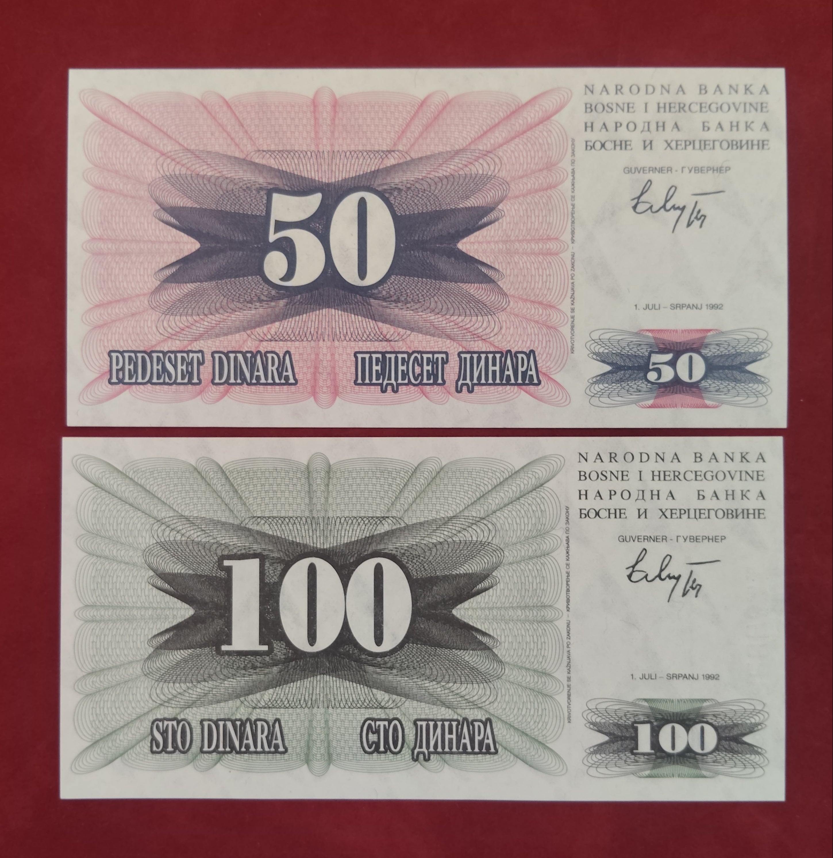 FEDERAL REPUBLIC BANK OF BOSNA AND HERCEGOVINA 10 ,25 ,50 ,100 DINARA (C465)