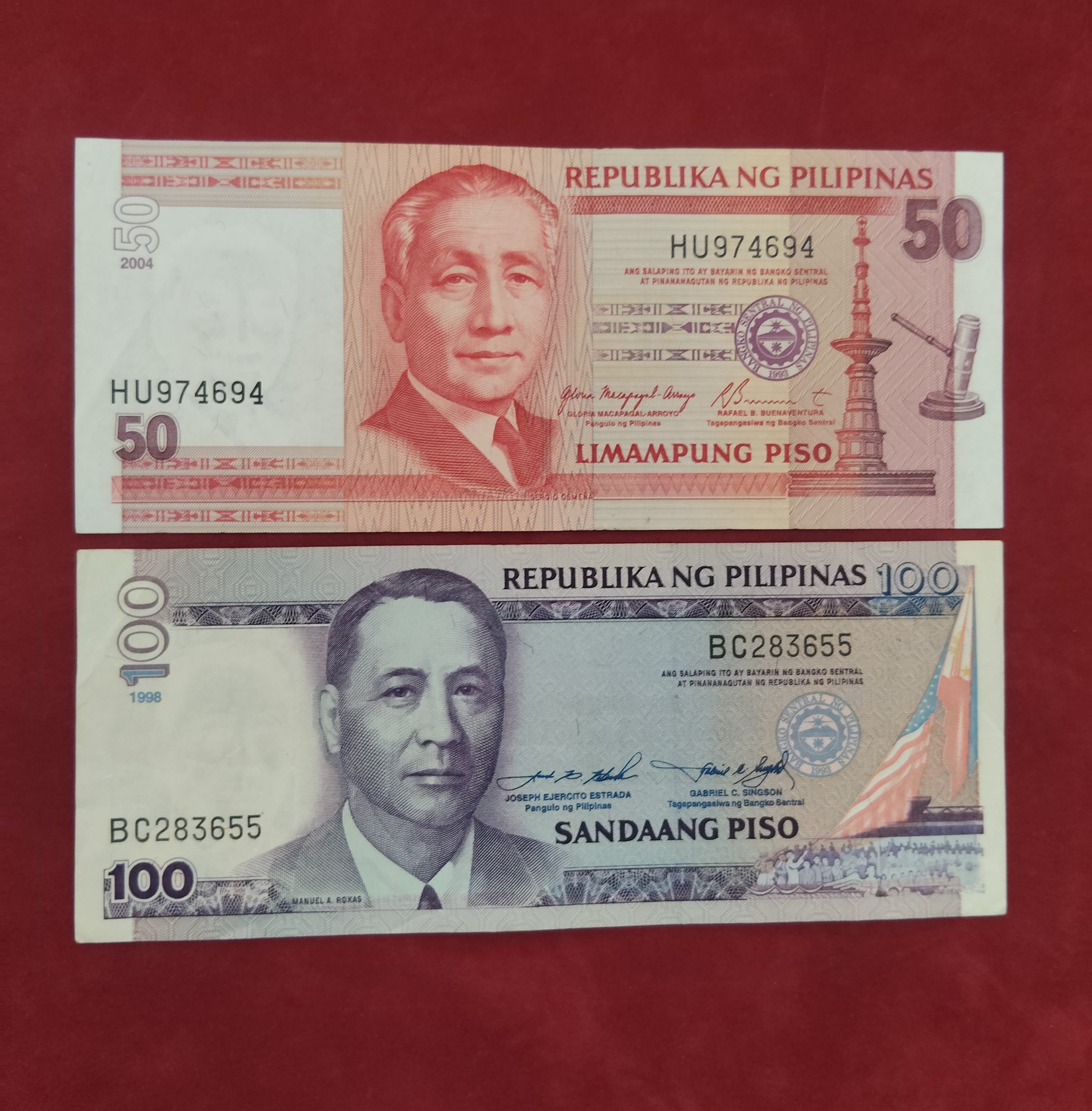 CENTRAL BANK OF PHILIPPINES 50 ,100 PISO (D369)