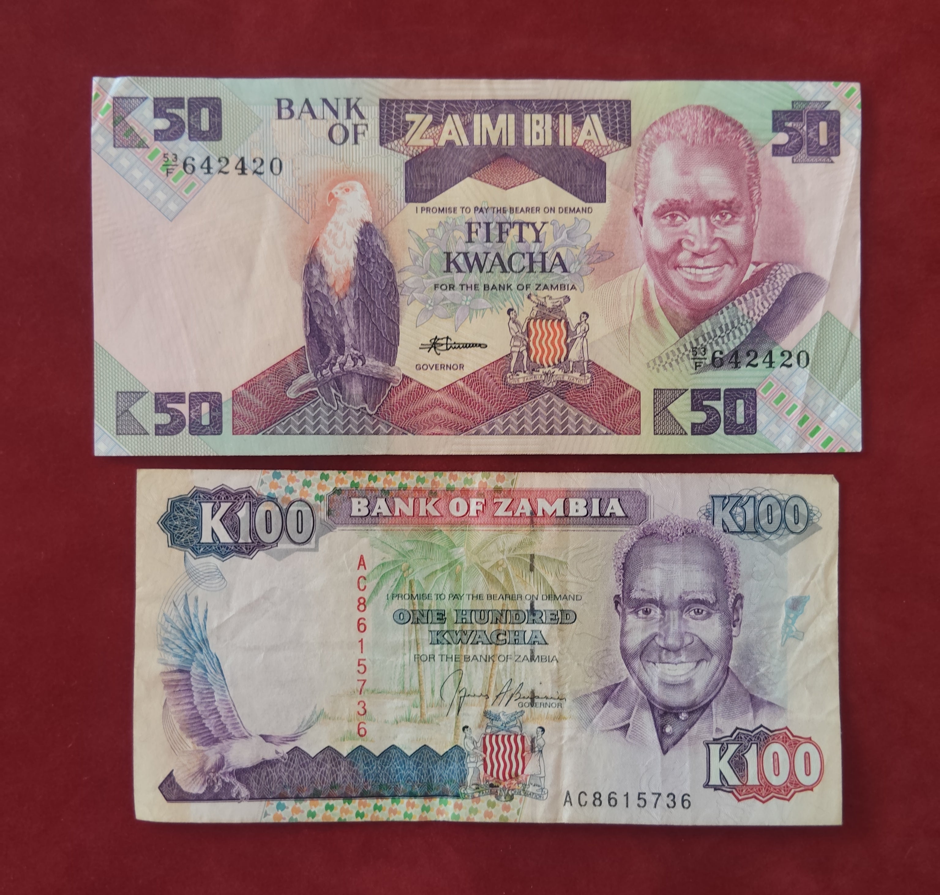 BANK OF ZAMBIA 2 ,50 ,100 KWACHA (D103)