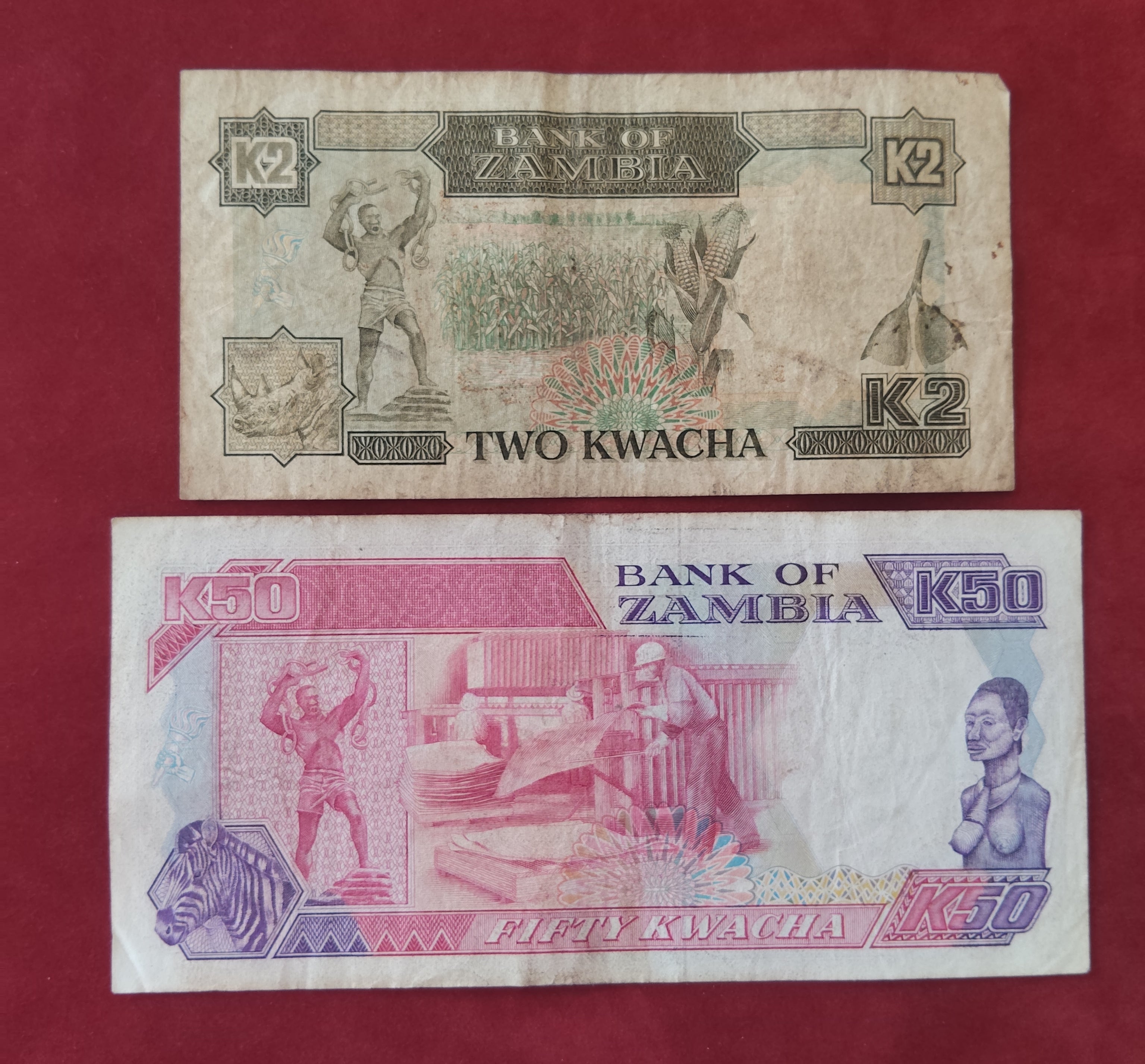 BANK OF ZAMBIA 2 ,50 ,100 KWACHA (D103)