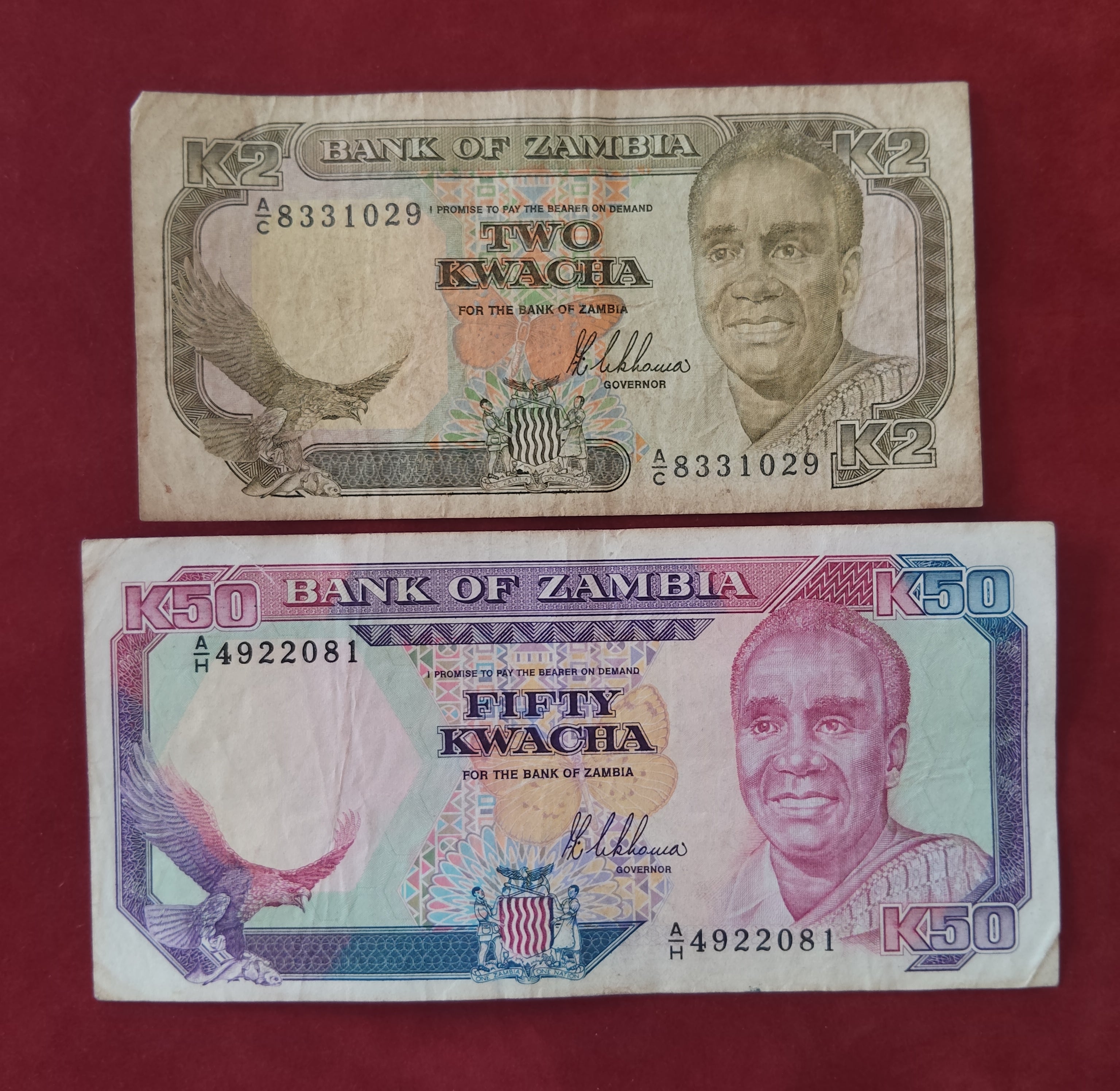 BANK OF ZAMBIA 2 ,50 ,100 KWACHA (D103)