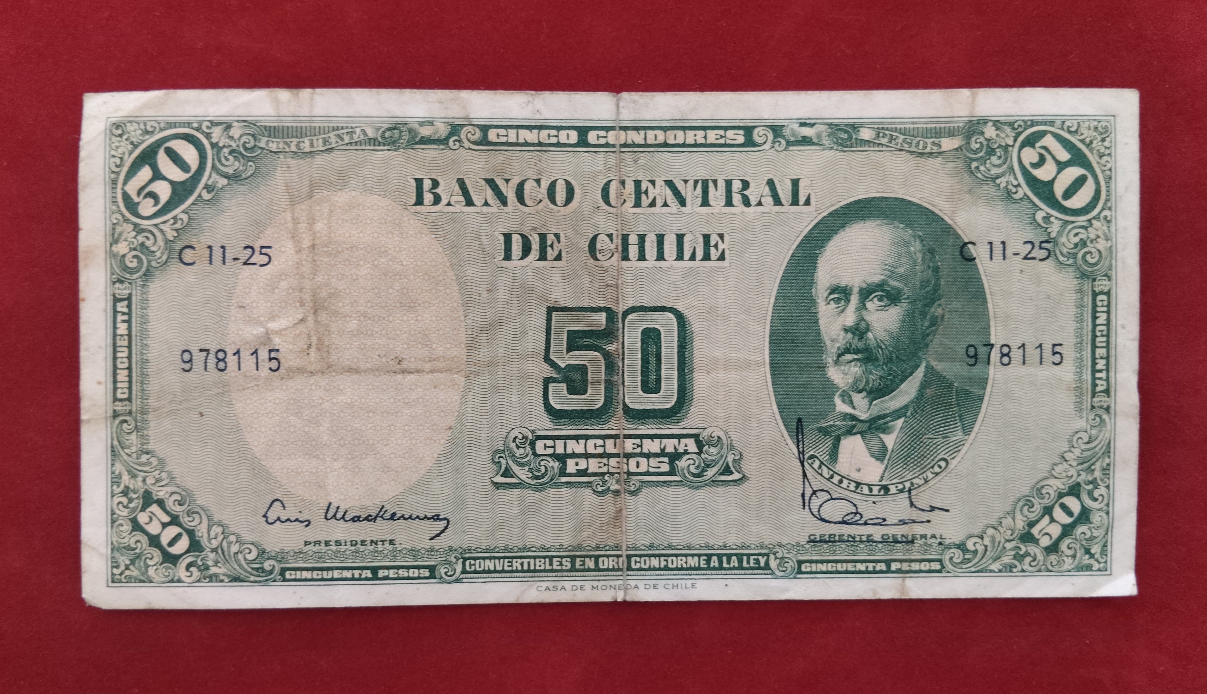 CENTRAL BANK OF CHILE 50 PESOS (Y189)