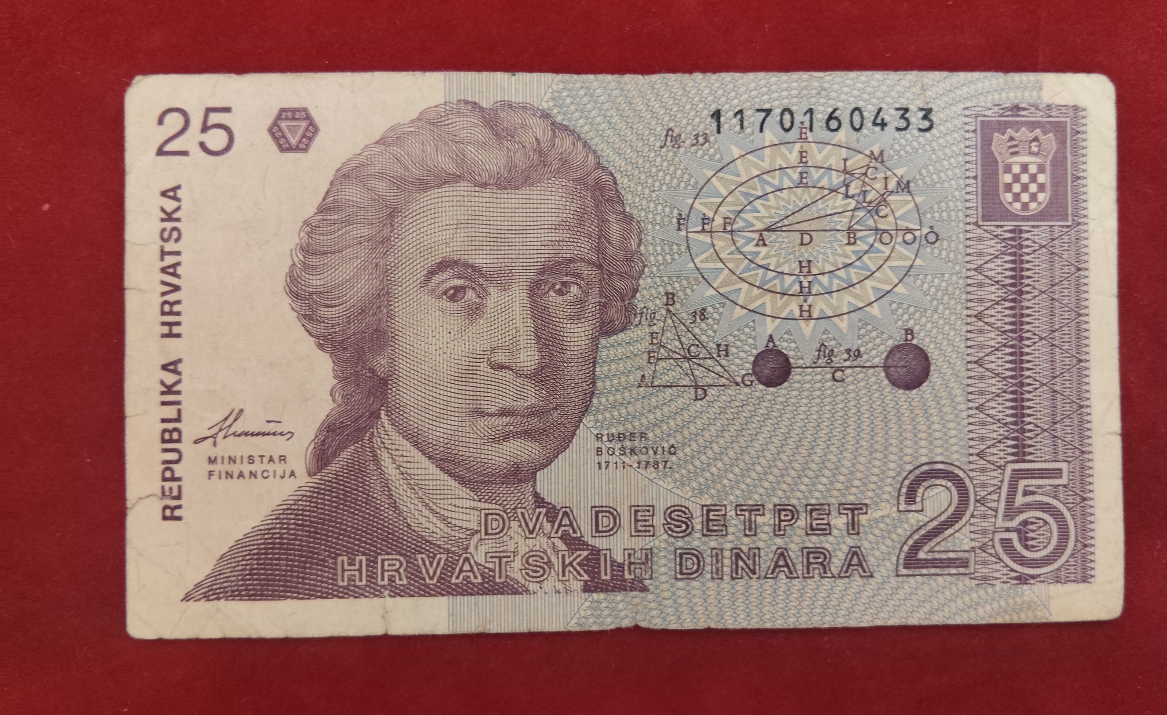 GOVERNMENT BANK OF CROATIA 25 DINARA (D600)