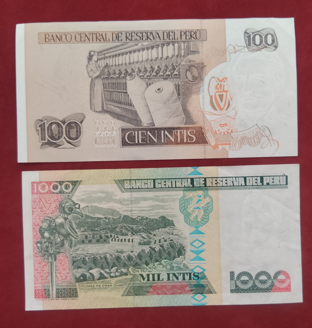 CENTRAL RESERVE BANK OF PERU 10 ,50 ,100 ,1000 INTIS (D409)