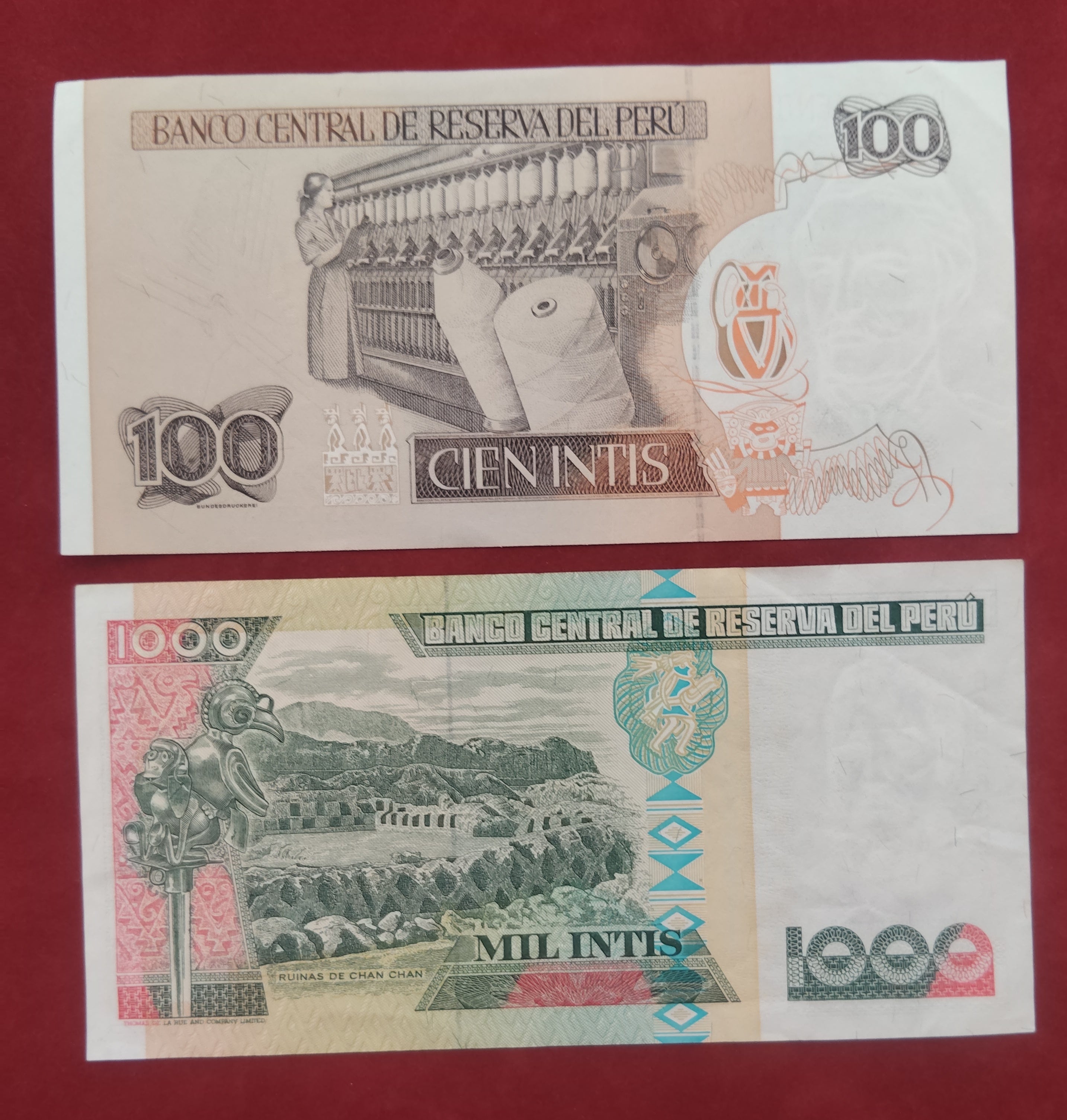 CENTRAL RESERVE BANK OF PERU 10 ,50 ,100 ,1000 INTIS (D409)