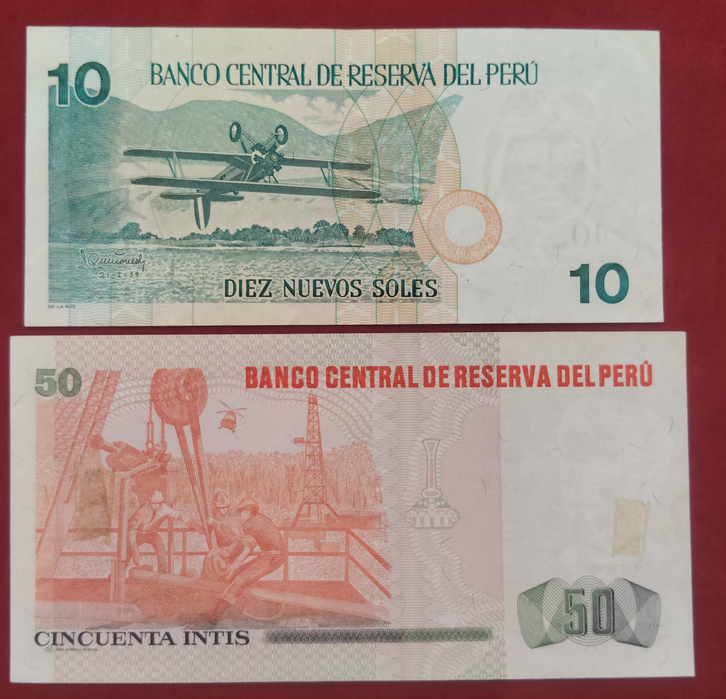 CENTRAL RESERVE BANK OF PERU 10 ,50 ,100 ,1000 INTIS (D409)