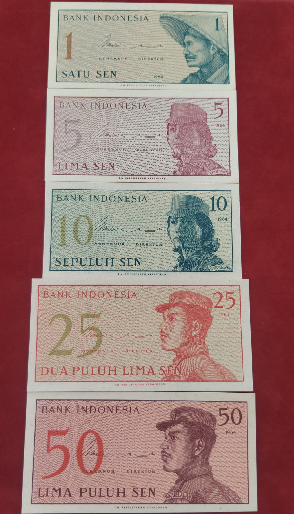 BANK OF INDONESIA 1 ,5 ,10 ,25 ,50 SEN (D439)