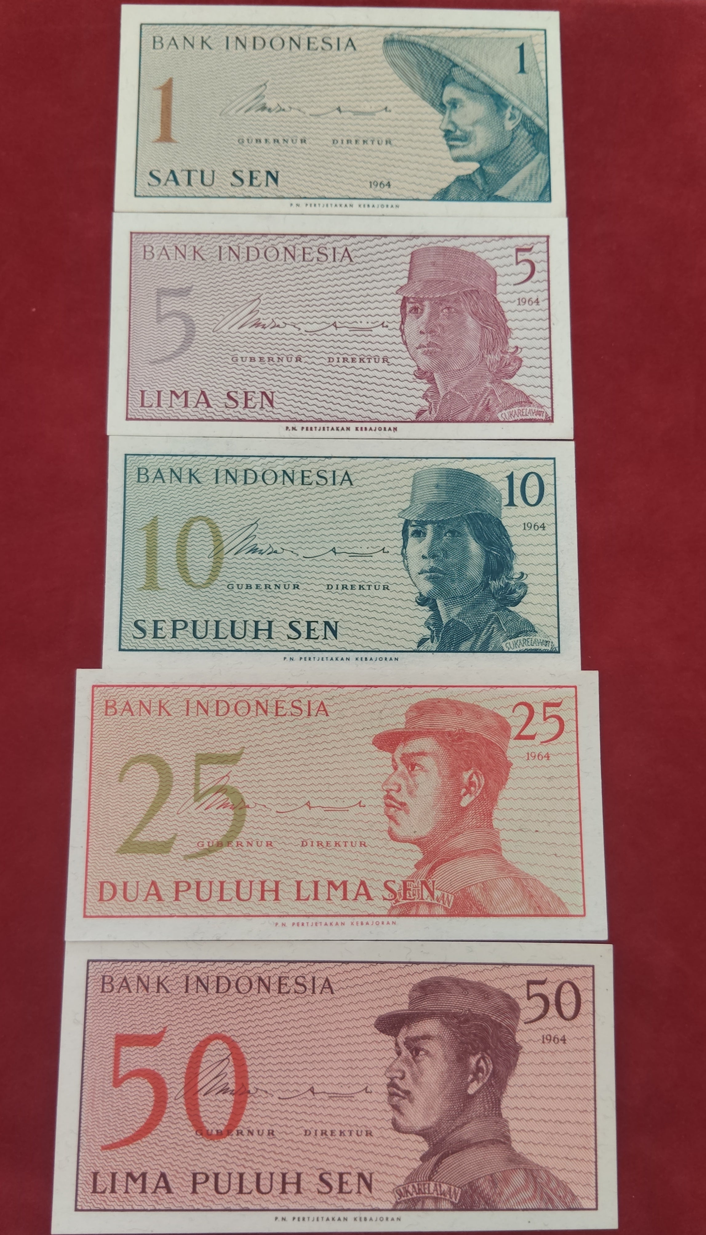 BANK OF INDONESIA 1 ,5 ,10 ,25 ,50 SEN (D439)