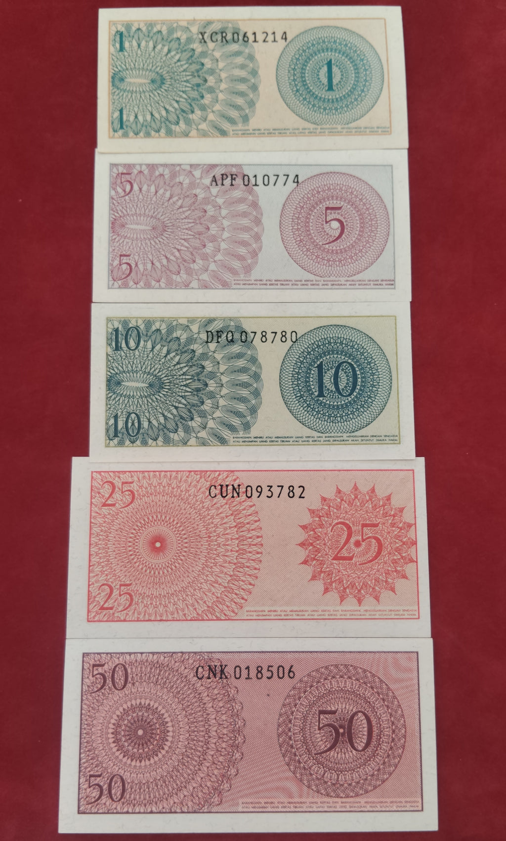 BANK OF INDONESIA 1 ,5 ,10 ,25 ,50 SEN (D439)
