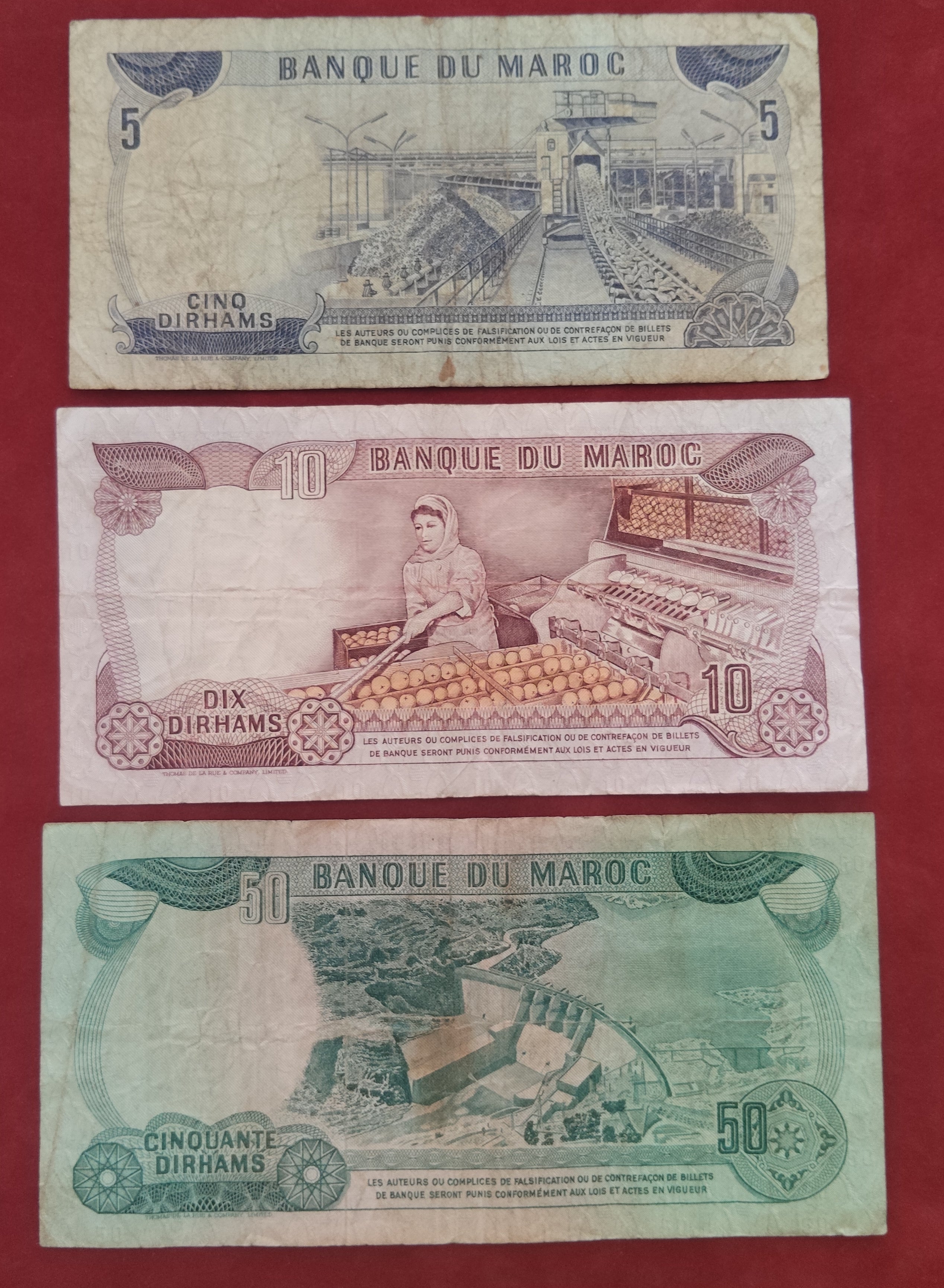 BANK OF MOROCCO 5 ,10 ,50 DIRHAMS (C640)