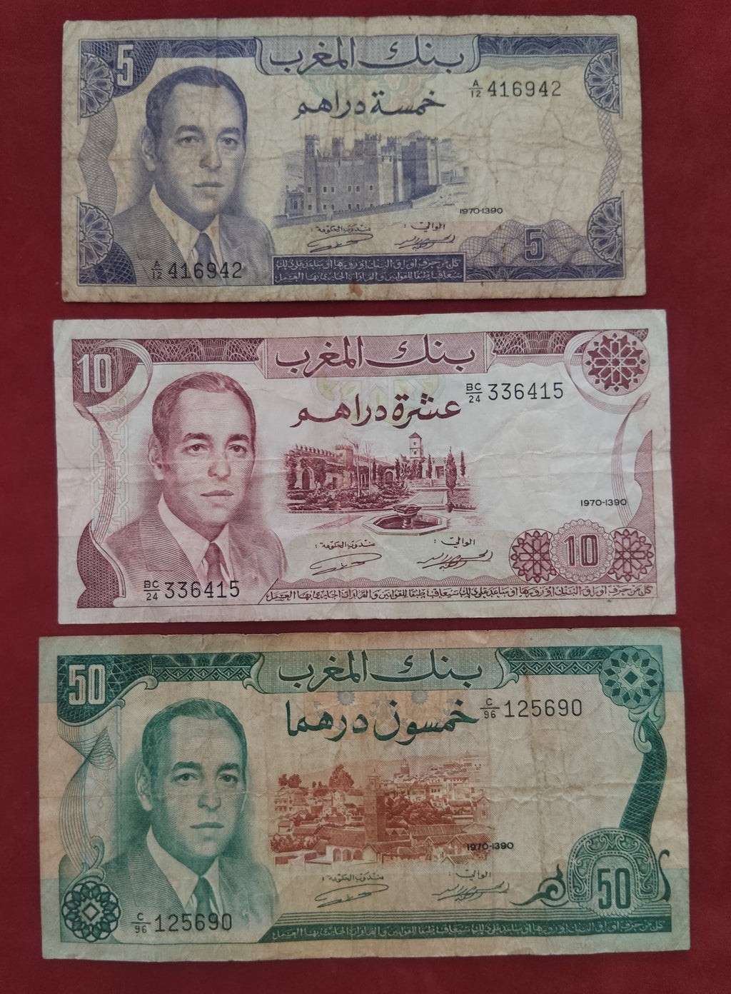 BANK OF MOROCCO 5 ,10 ,50 DIRHAMS (C640)