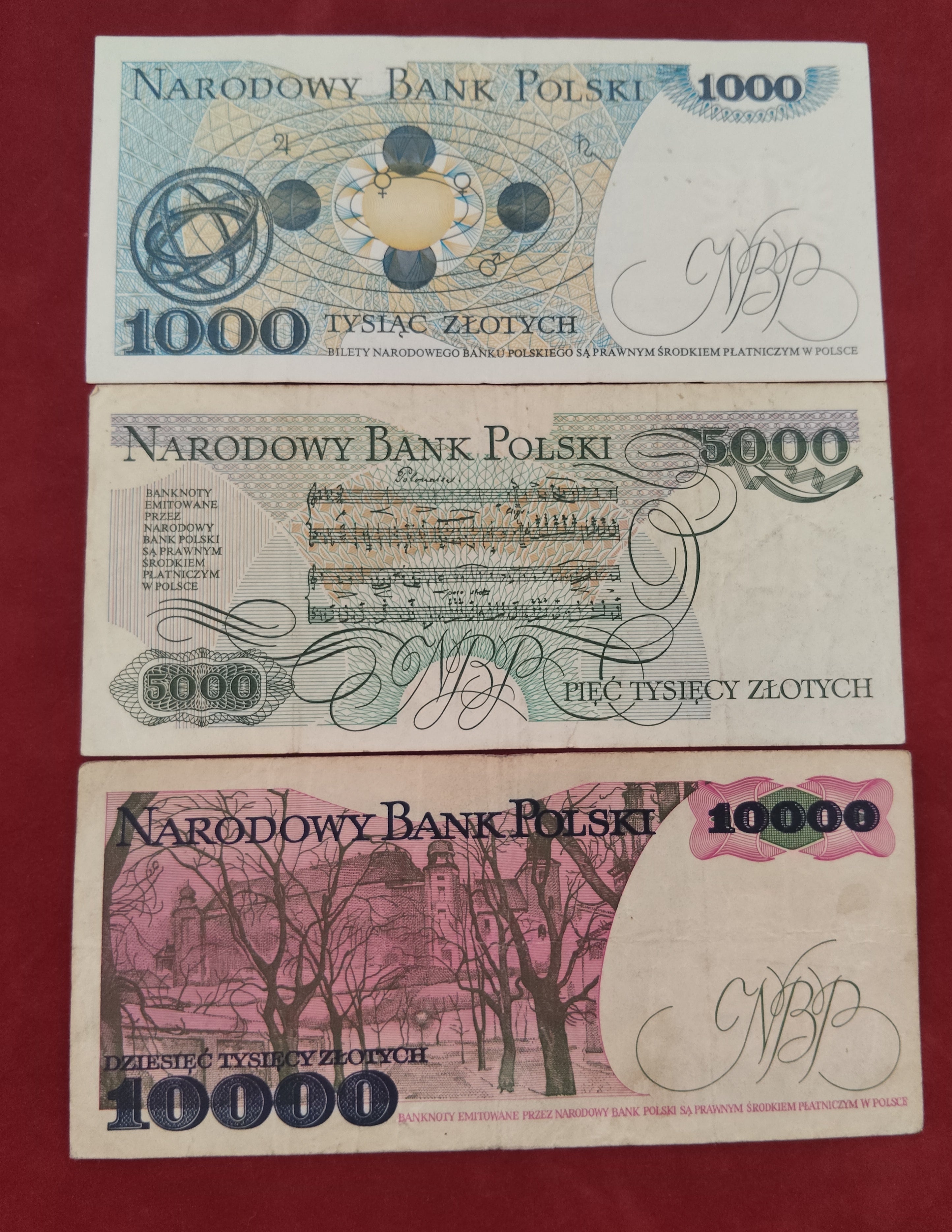 NATIONAL BANK OF POLAND 1000 ,5000 ,10000 ZLOTYCH (D400)