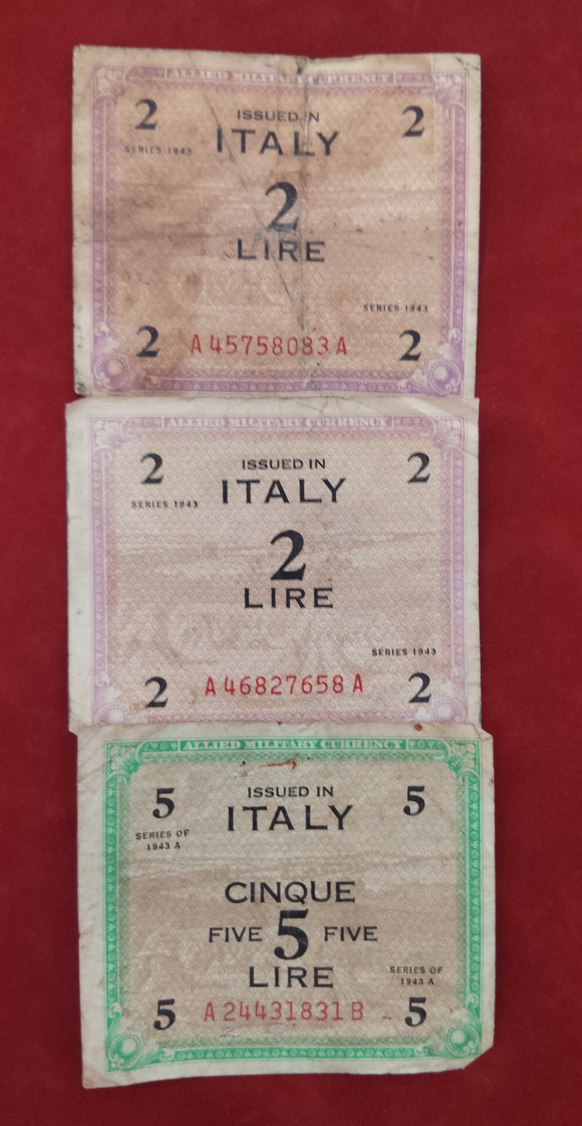 BANK OF  ALLIED MILITARY COMMAND   1/2 ,1 MARK 2 ,5 ,10 LIRE (1076)