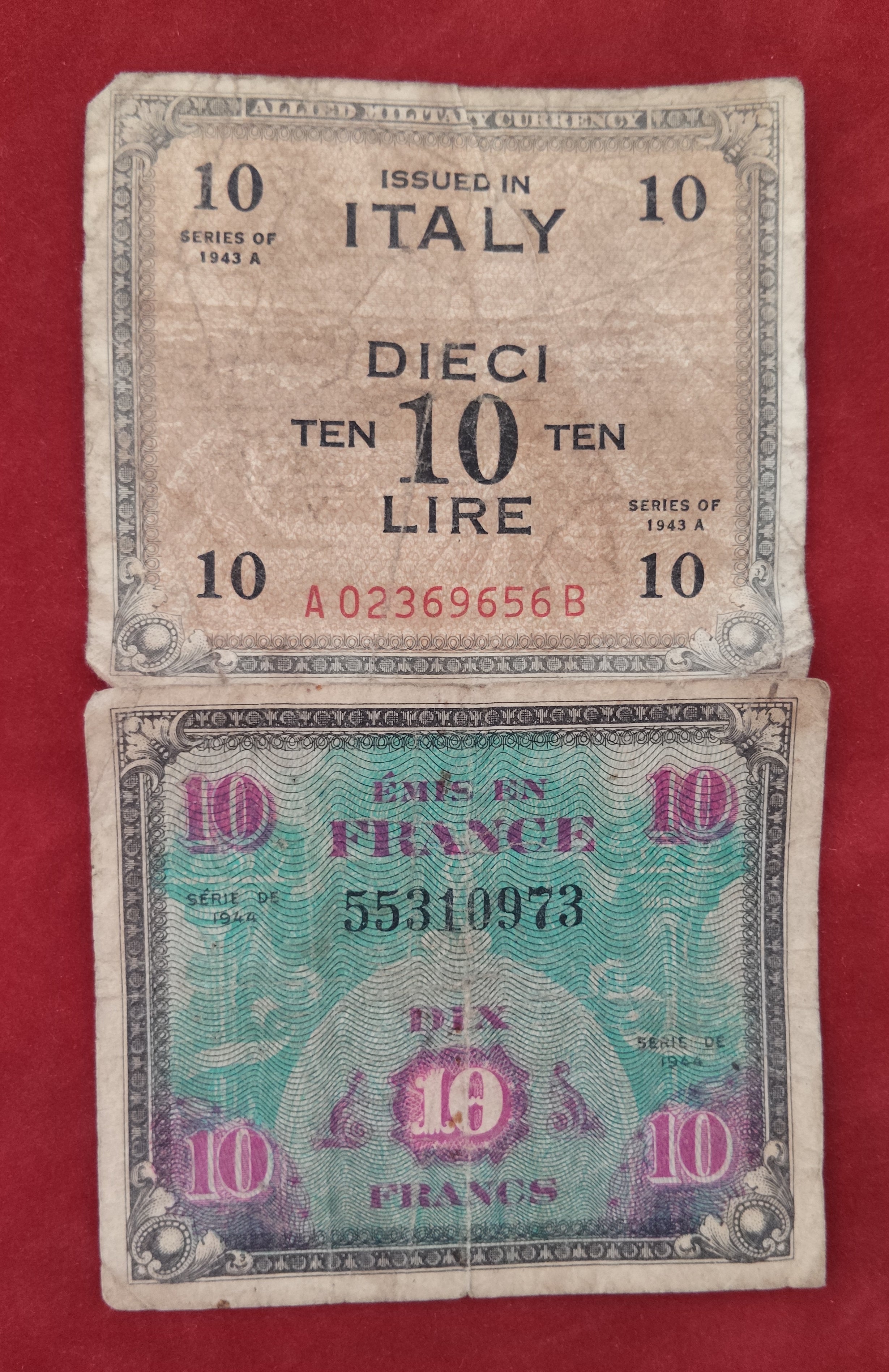 BANK OF  ALLIED MILITARY COMMAND   1/2 ,1 MARK 2 ,5 ,10 LIRE (1076)