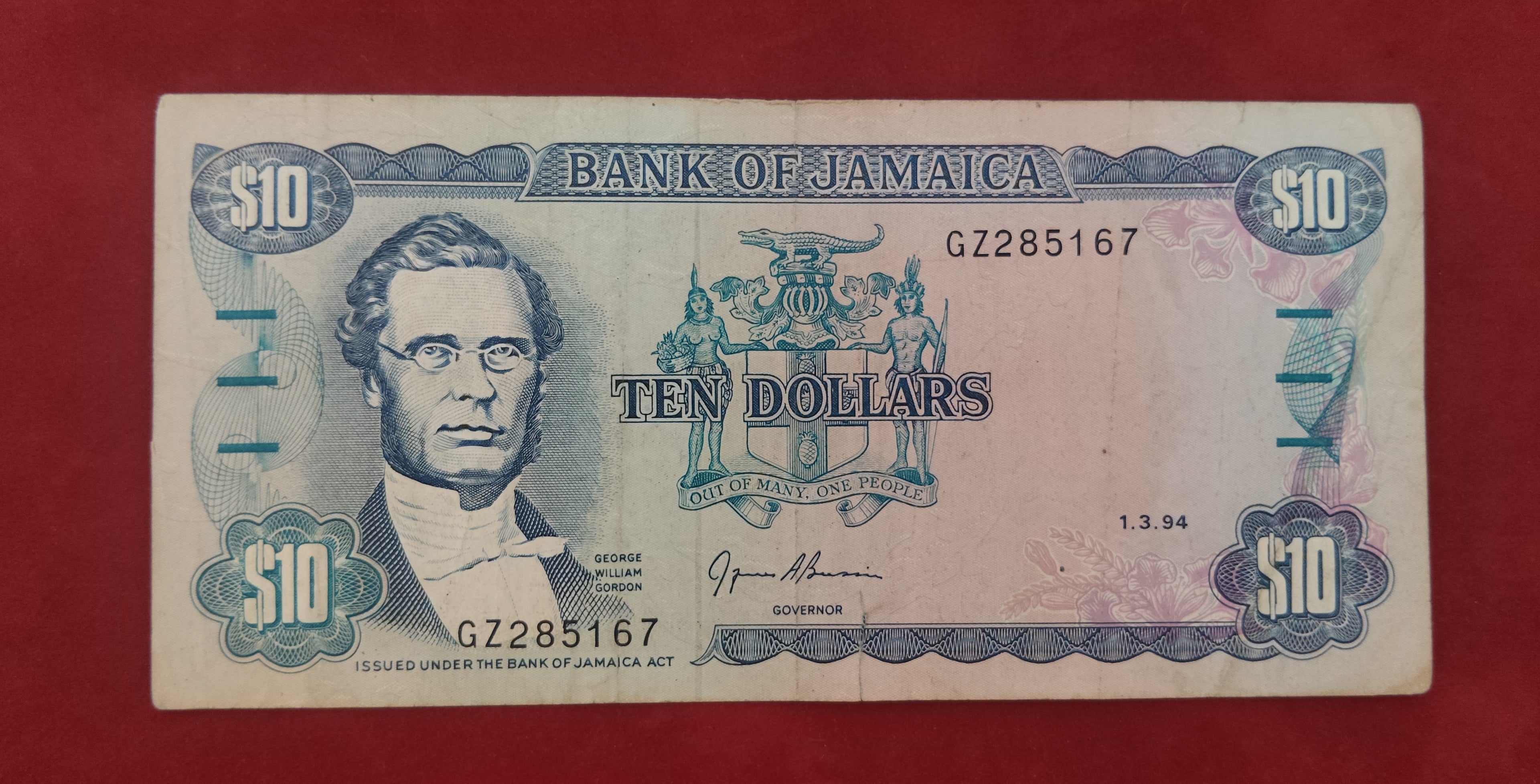 BANK OF JAMAICA 10 DOLLARS (D659)