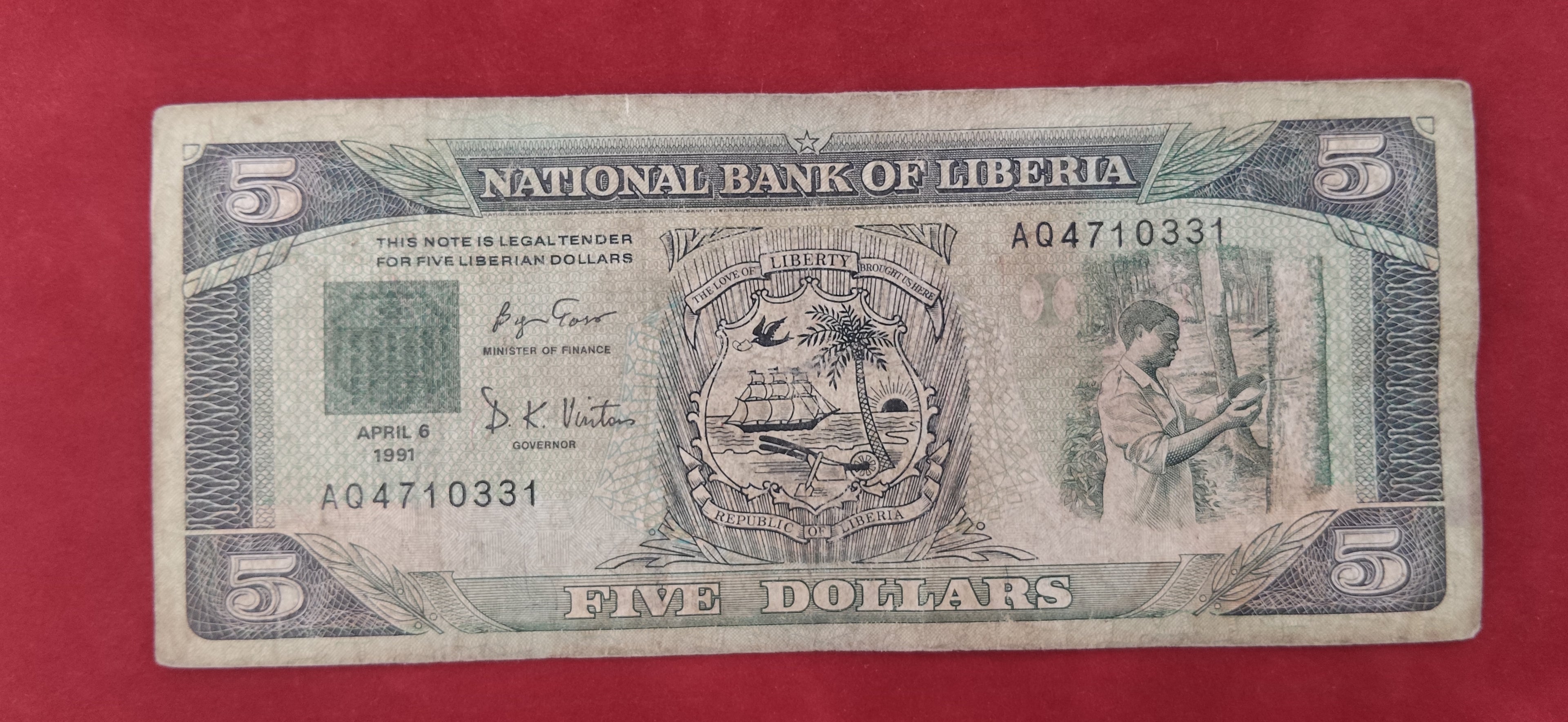 NATIONAL BANK OF LIBERIA 5 DOLLARS (1103)