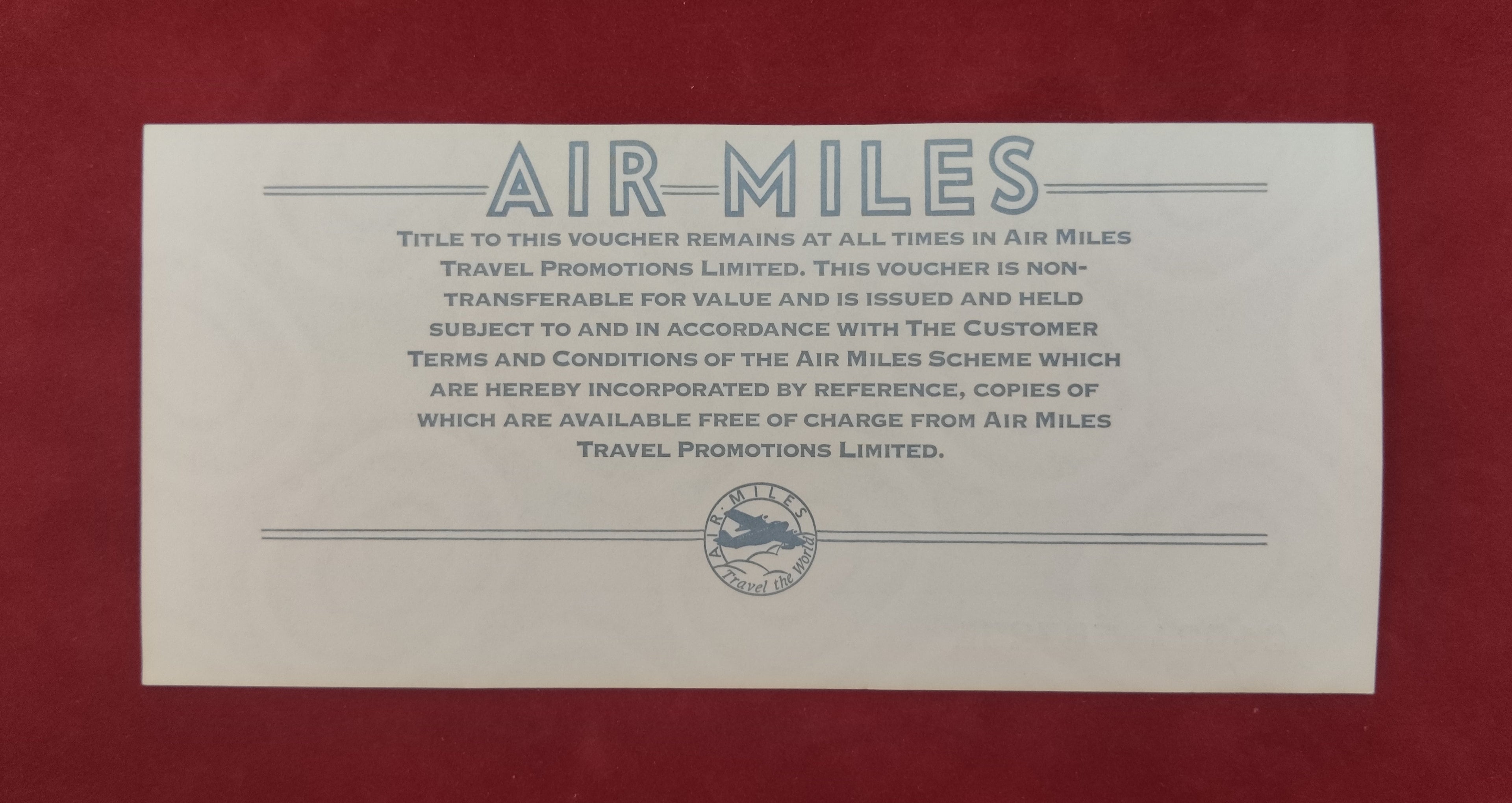 BANK OF UNITED KINGDOM 1 AIR MILES (C332)