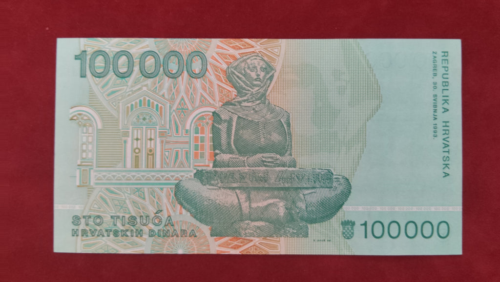 REPUBLIC BANK OF CROATIA 100 000 DINARA (D372)