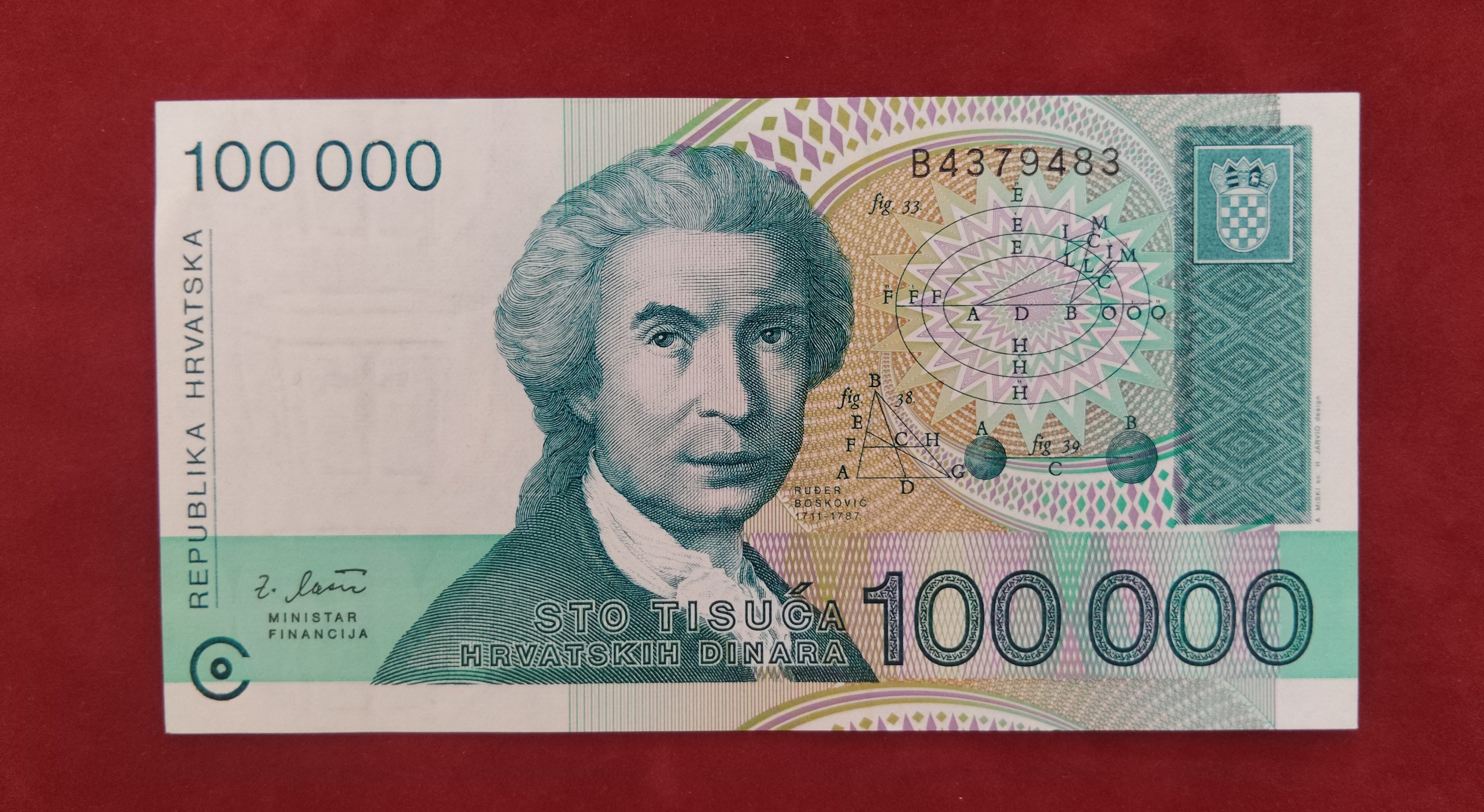 REPUBLIC BANK OF CROATIA 100 000 DINARA (D372)