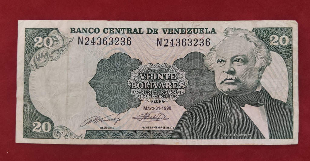 CENTRAL BANK OF VENEZUELA 20 BOLIVARES (D393)