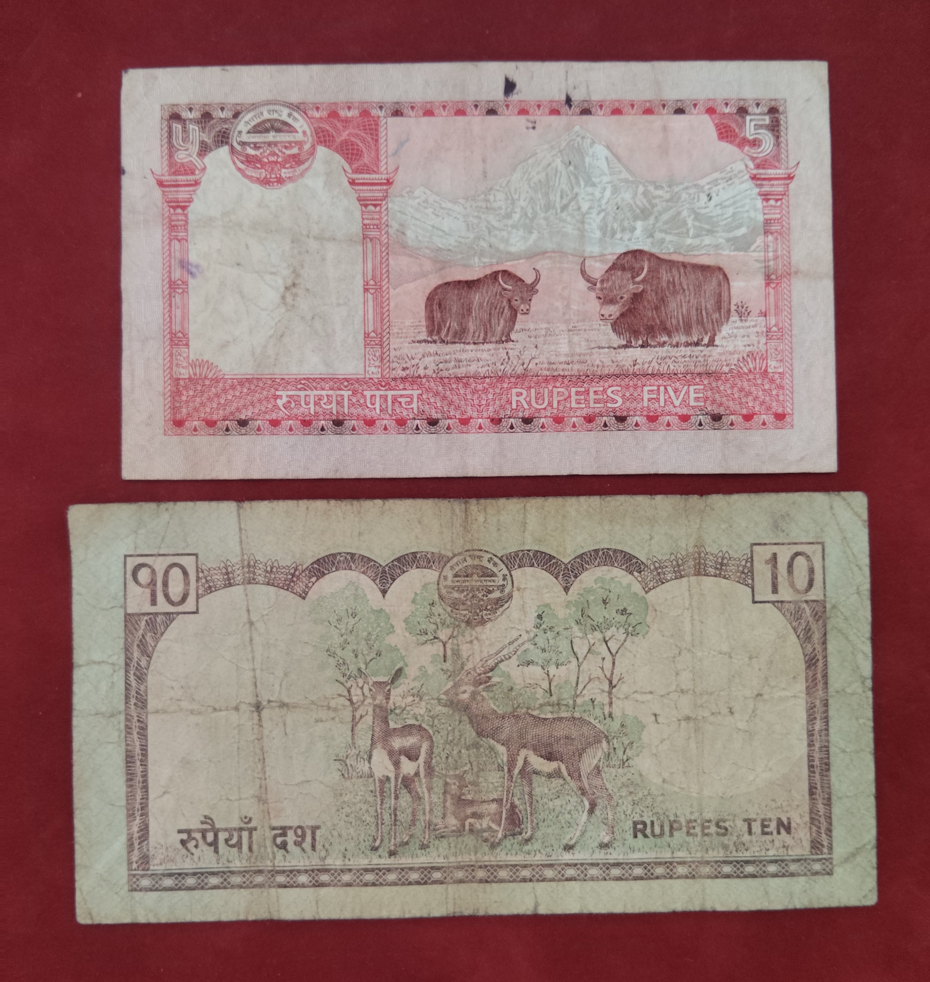 BANK OF NEPAL RASTRA 5 ,10 RUPEES (D694)