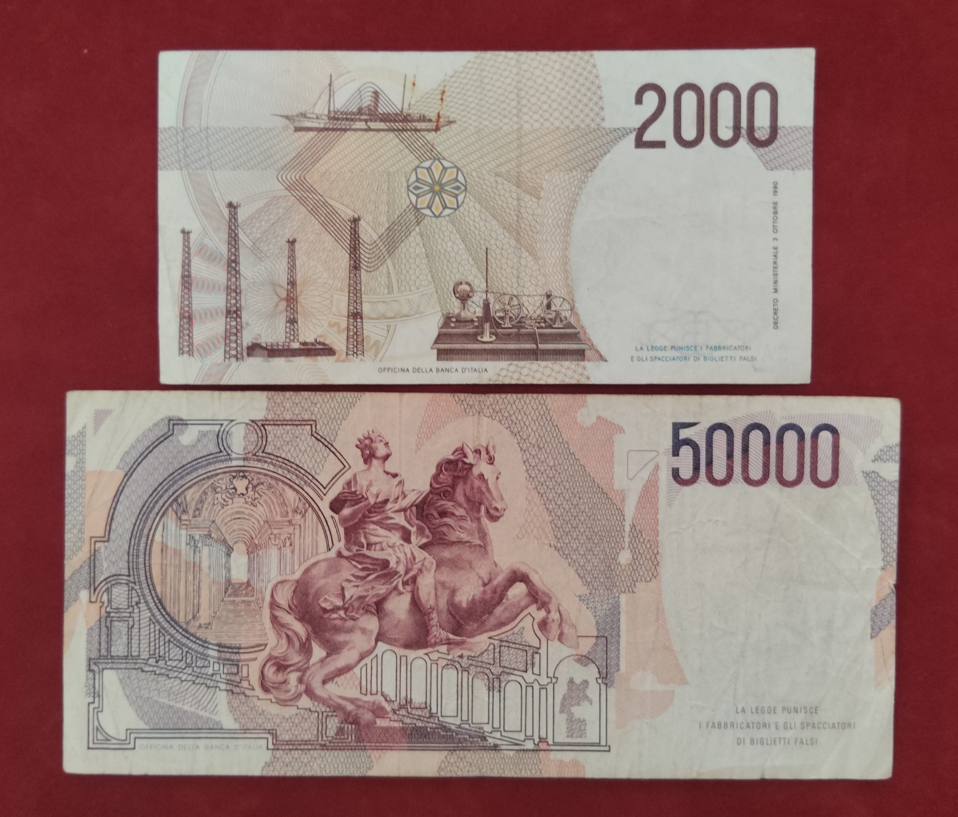 BANK OF ITALIA 2000 ,50000 LIRE (D377)