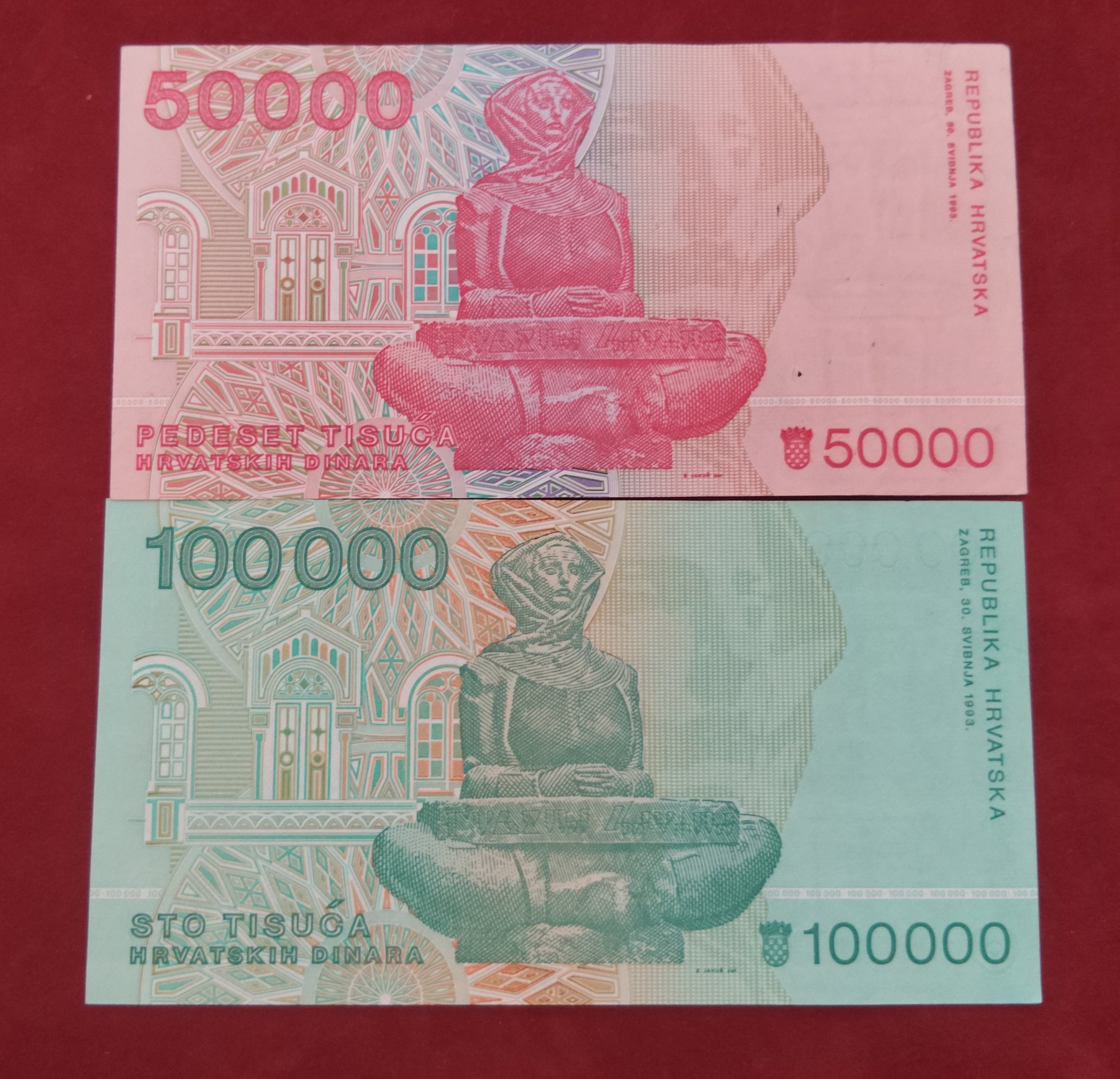 BANK OF CROATIA 50000 ,100 000 DINARA (D374)