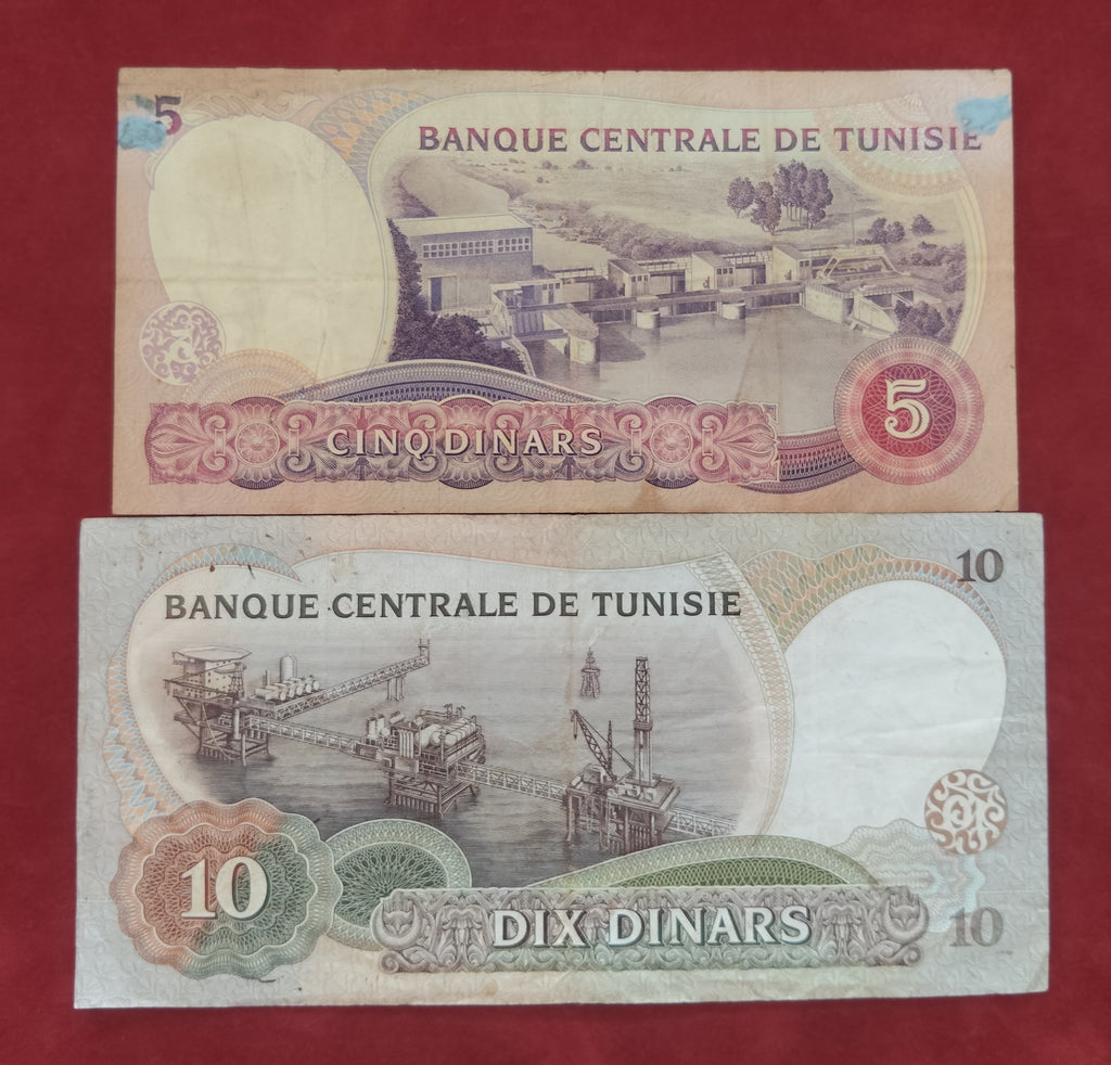 CENTRAL BANK OF TUNISIE 5 ,10 DINARS (D62)