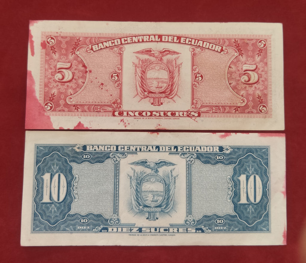 CENTRAL BANK OF ECUADOR 5 ,10 ,20 ,100 SUCRES (D72)