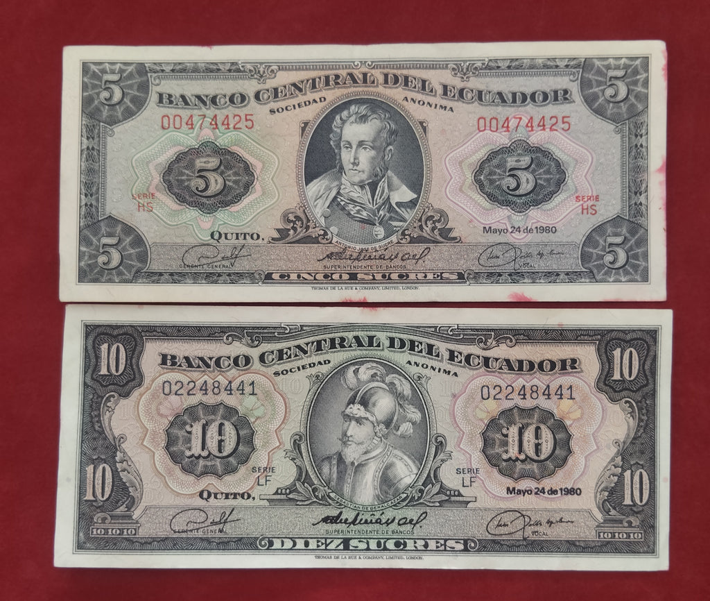 CENTRAL BANK OF ECUADOR 5 ,10 ,20 ,100 SUCRES (D72)