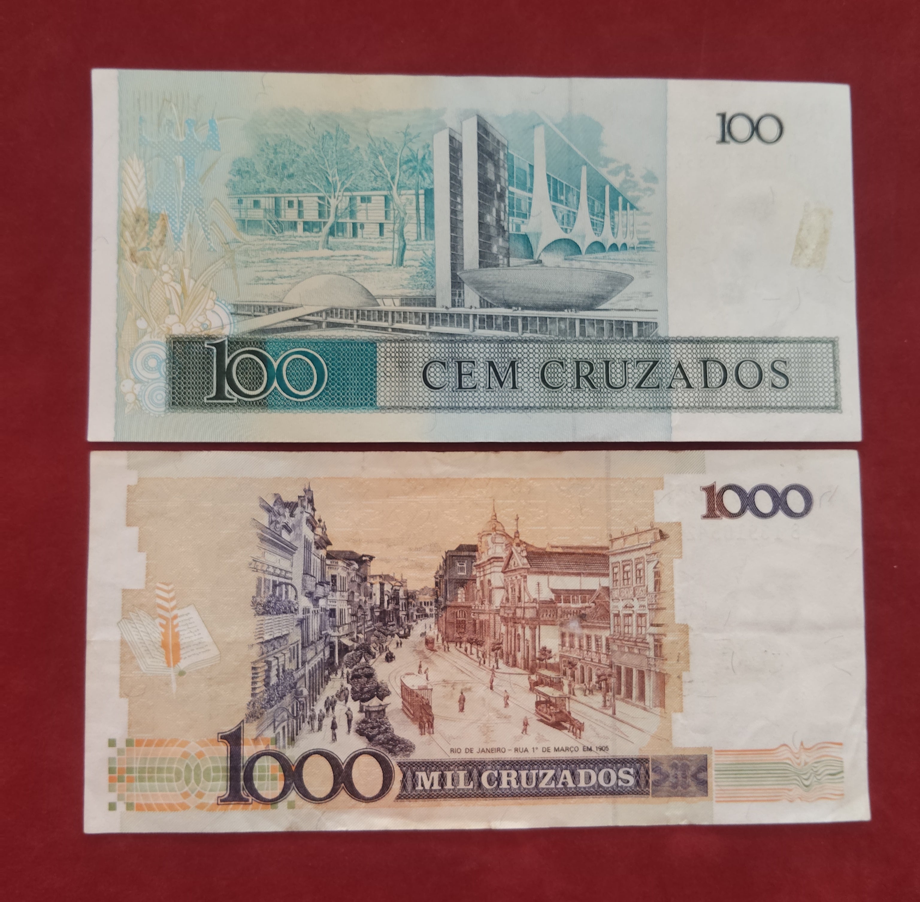 CENTRAL BANK OF BRASIL 100 ,1000 CRUZEIROS (D537)