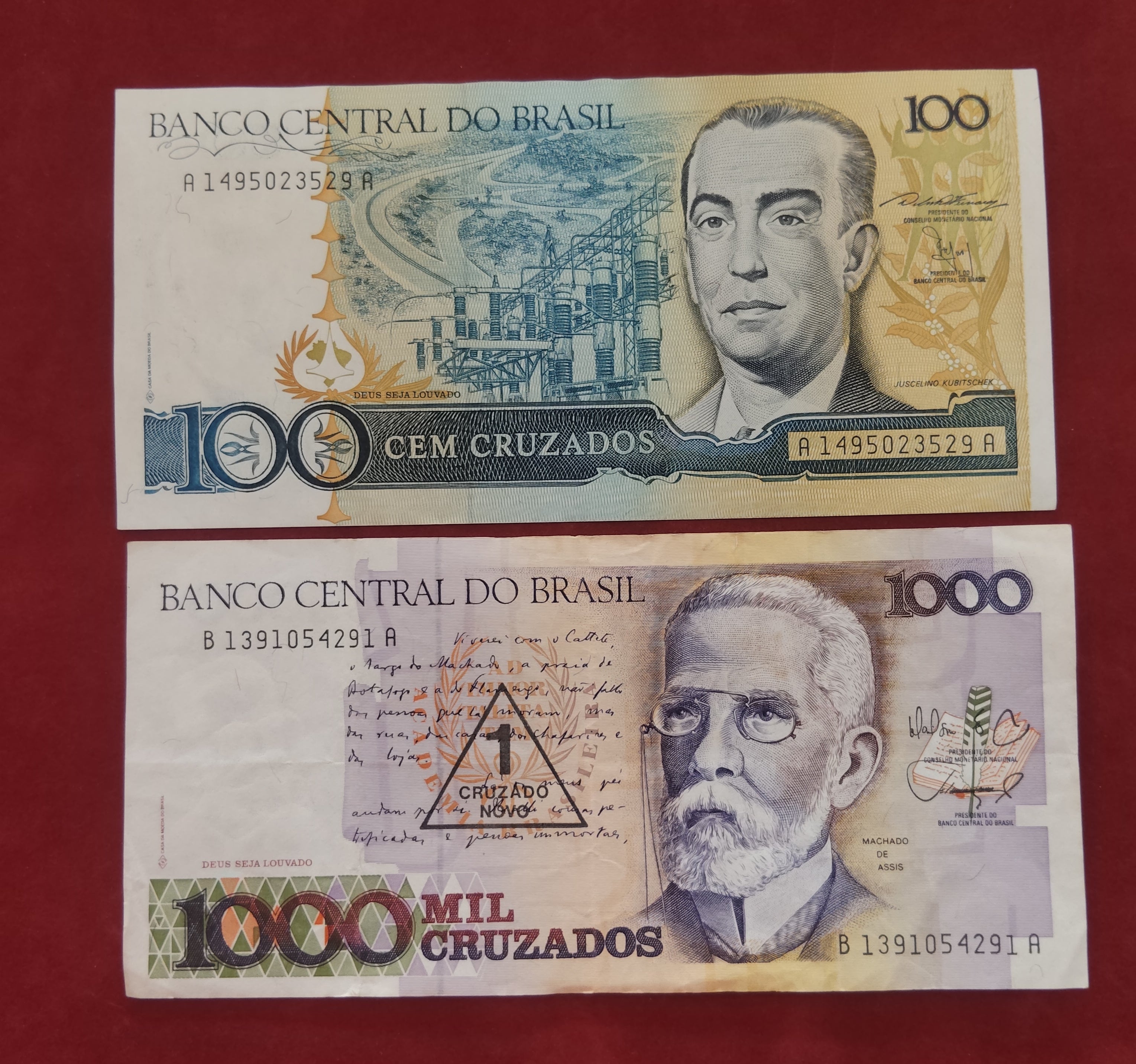 CENTRAL BANK OF BRASIL 100 ,1000 CRUZEIROS (D537)