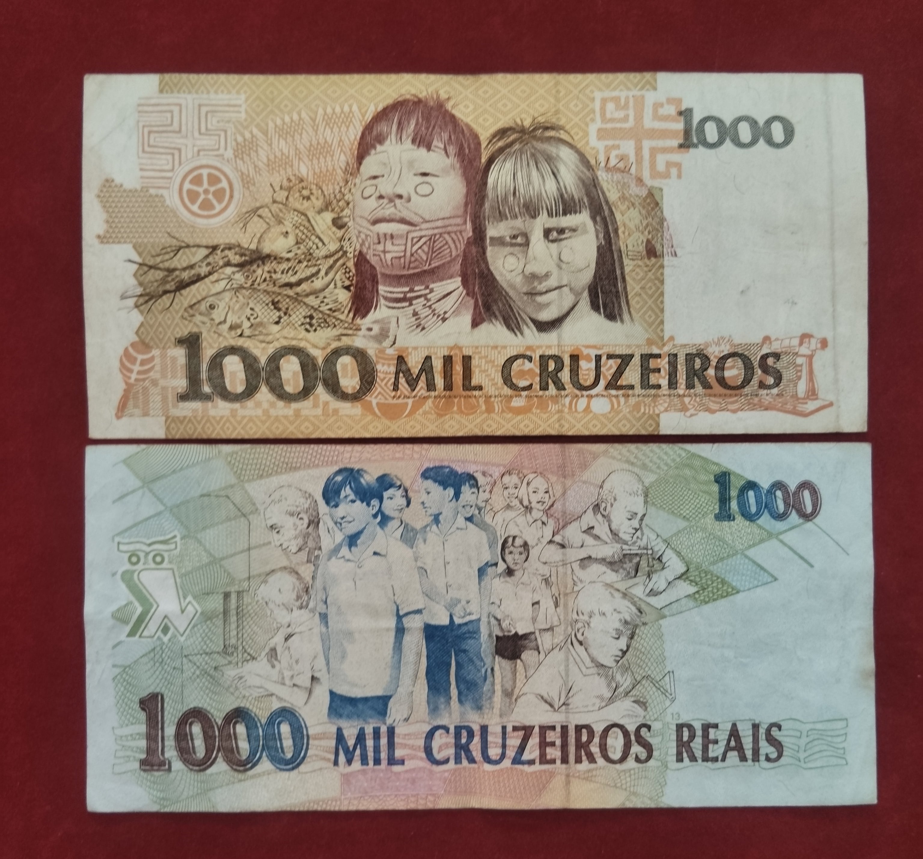 CENTRAL BANK OF BRASIL 100 ,1000 CRUZEIROS (D537)