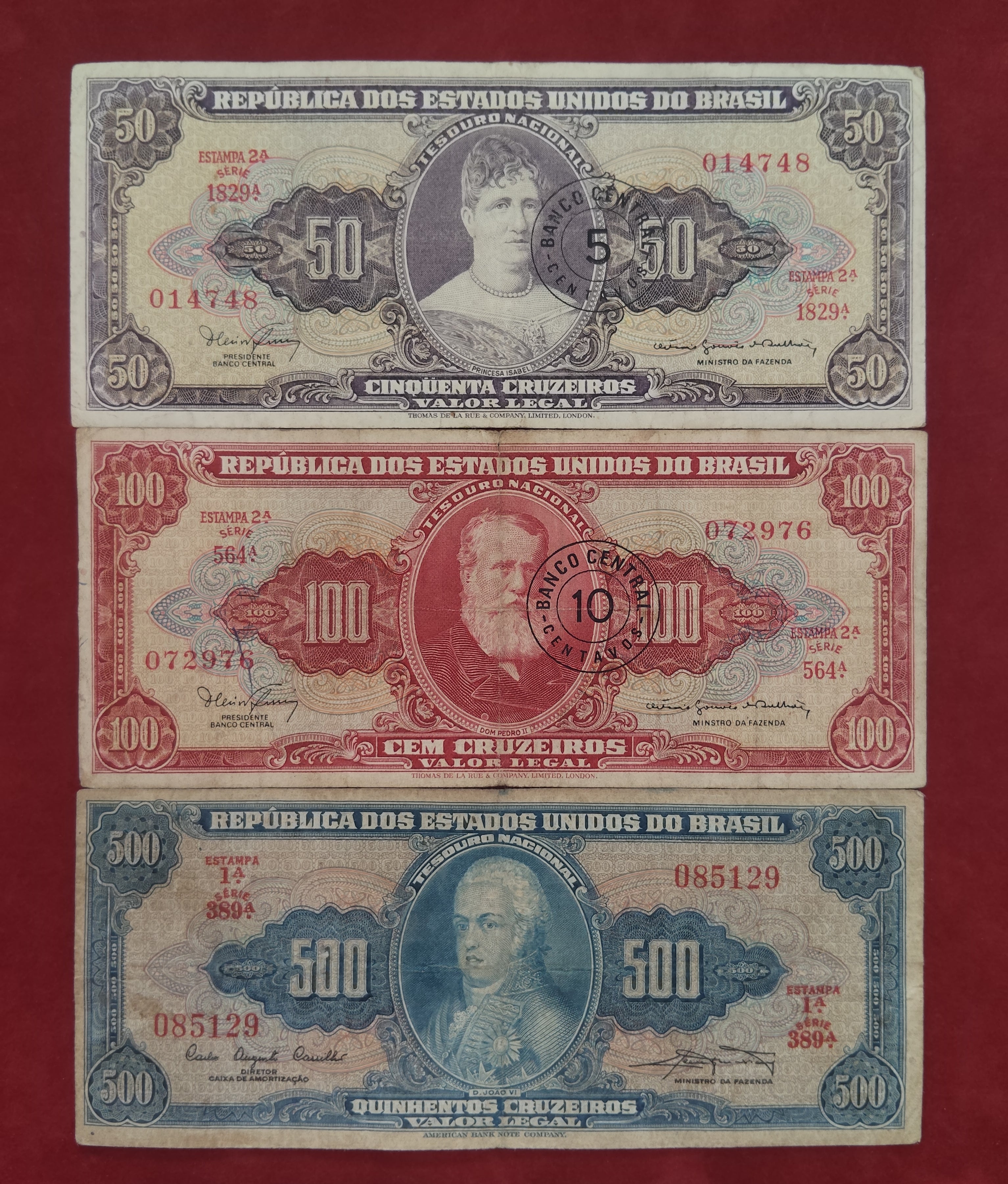 NATIONAL BANK OF TREASURY 50 ,100 ,500 ,1000 CRUZEIROS (Y037)